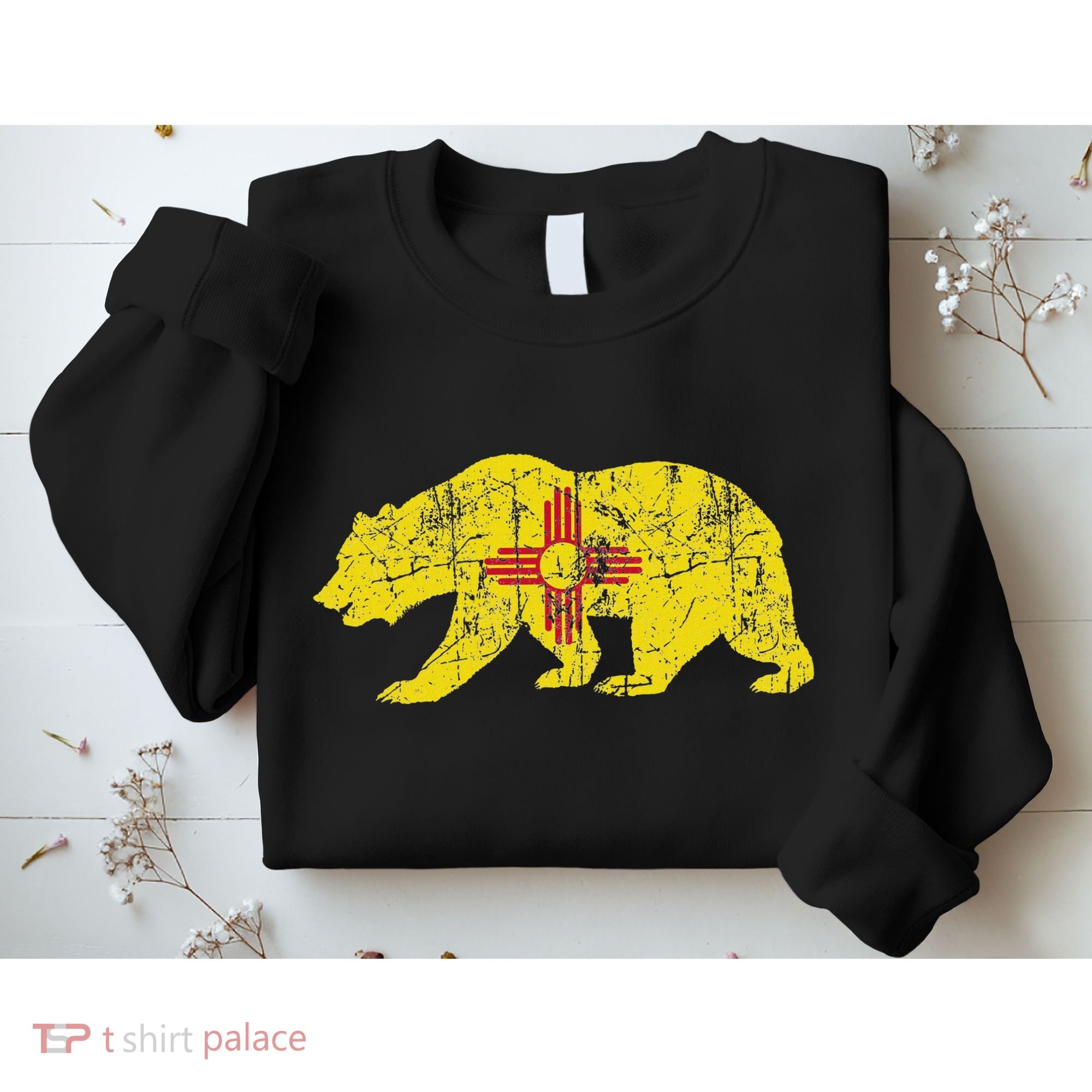 Usa State New Mexico Flag Bear Red Zia Sun Symbol Sweatshirt