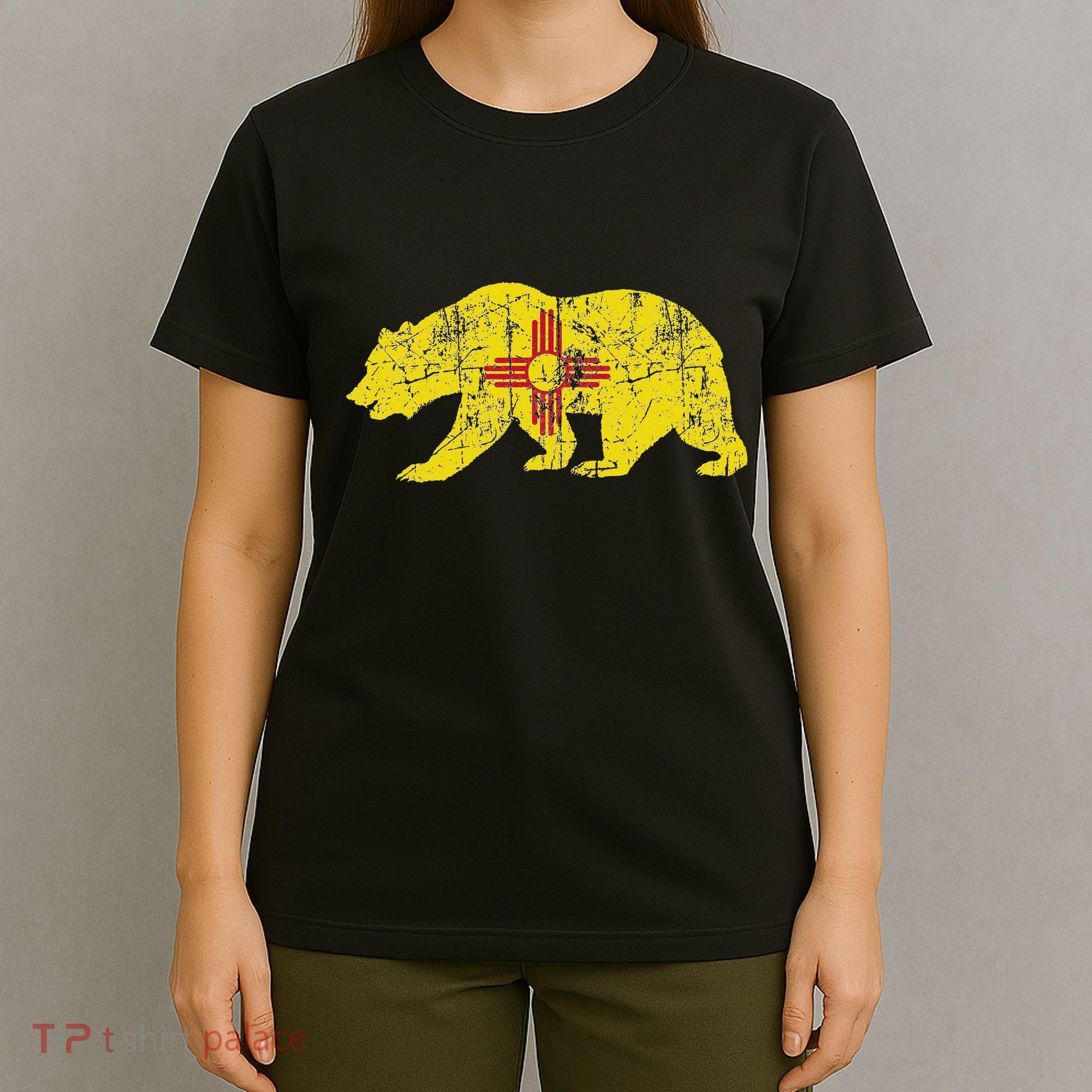 Usa State New Mexico Flag Bear Red Zia Sun Symbol T-Shirt