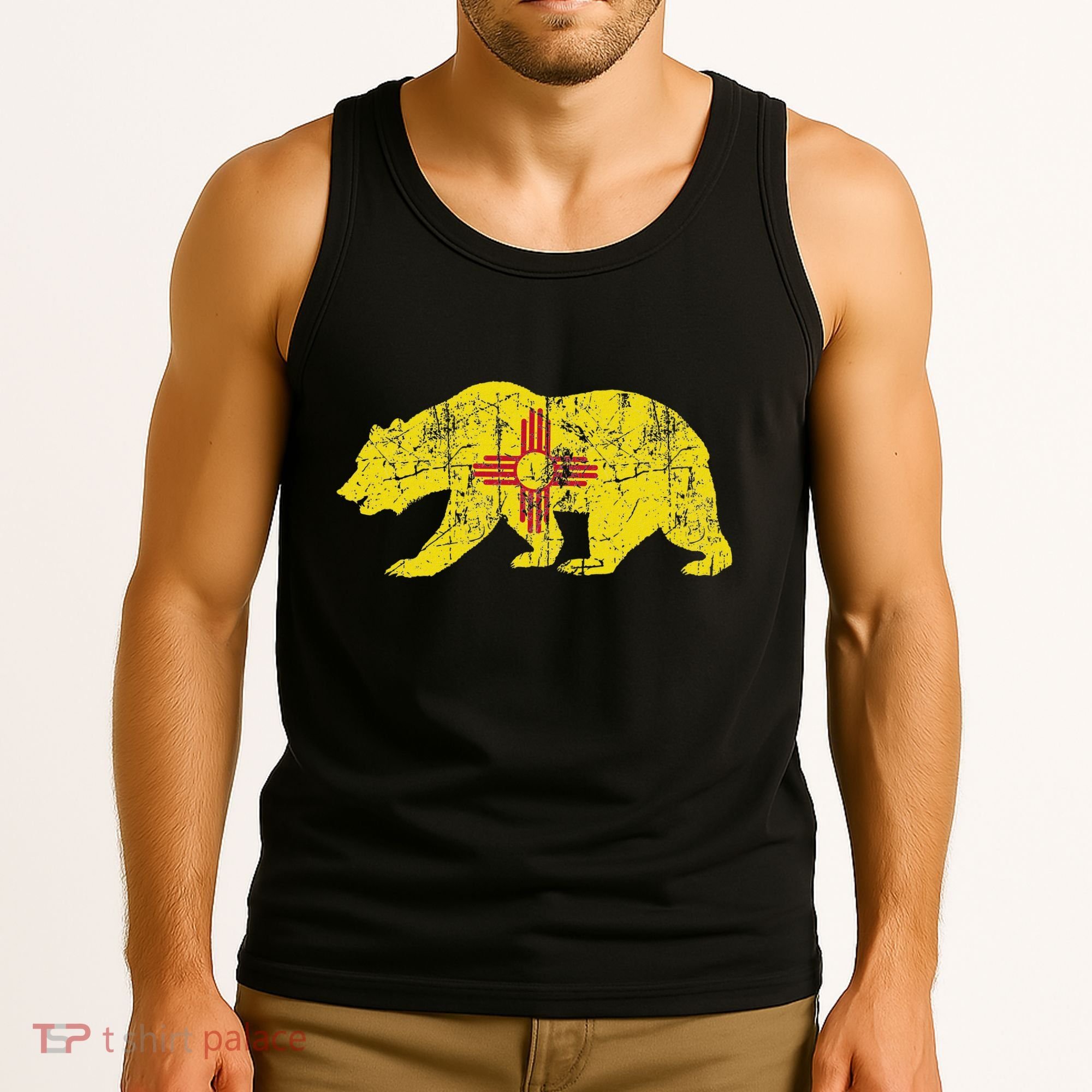 Usa State New Mexico Flag Bear Red Zia Sun Symbol Tank Top