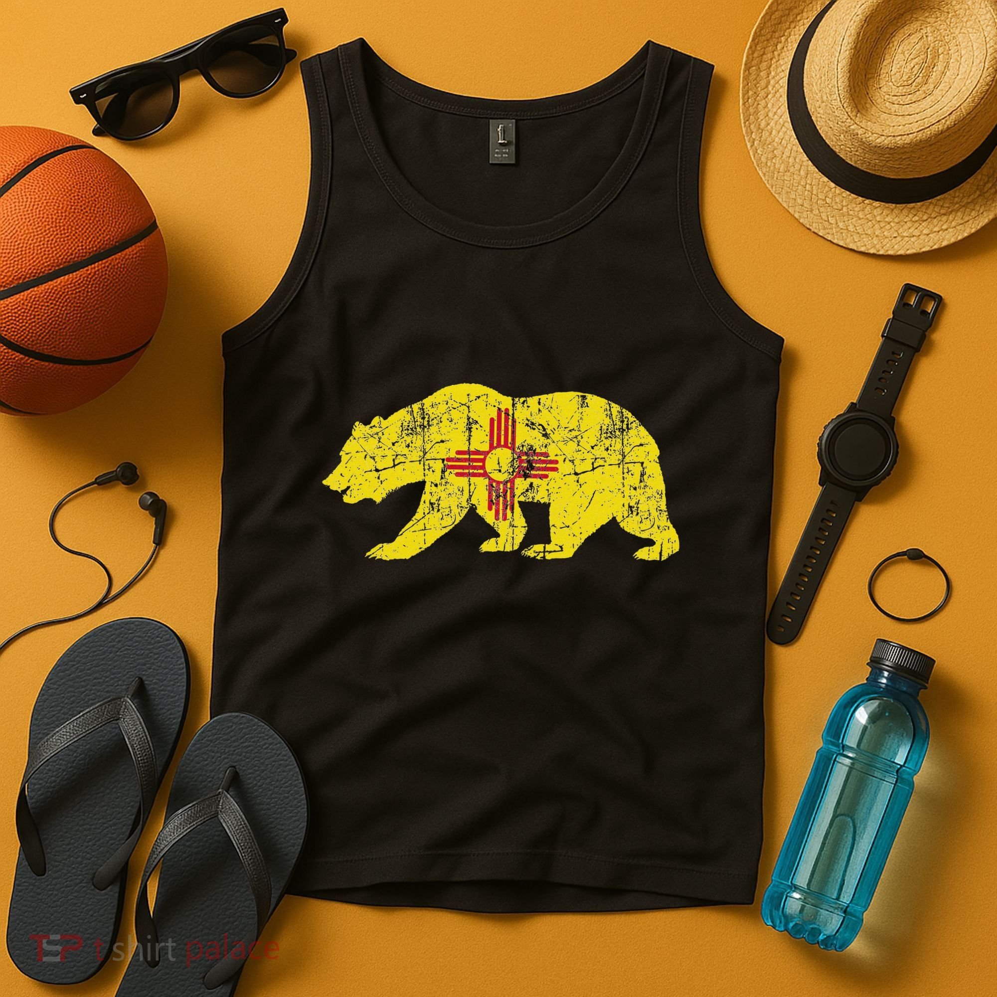 Usa State New Mexico Flag Bear Red Zia Sun Symbol Tank Top