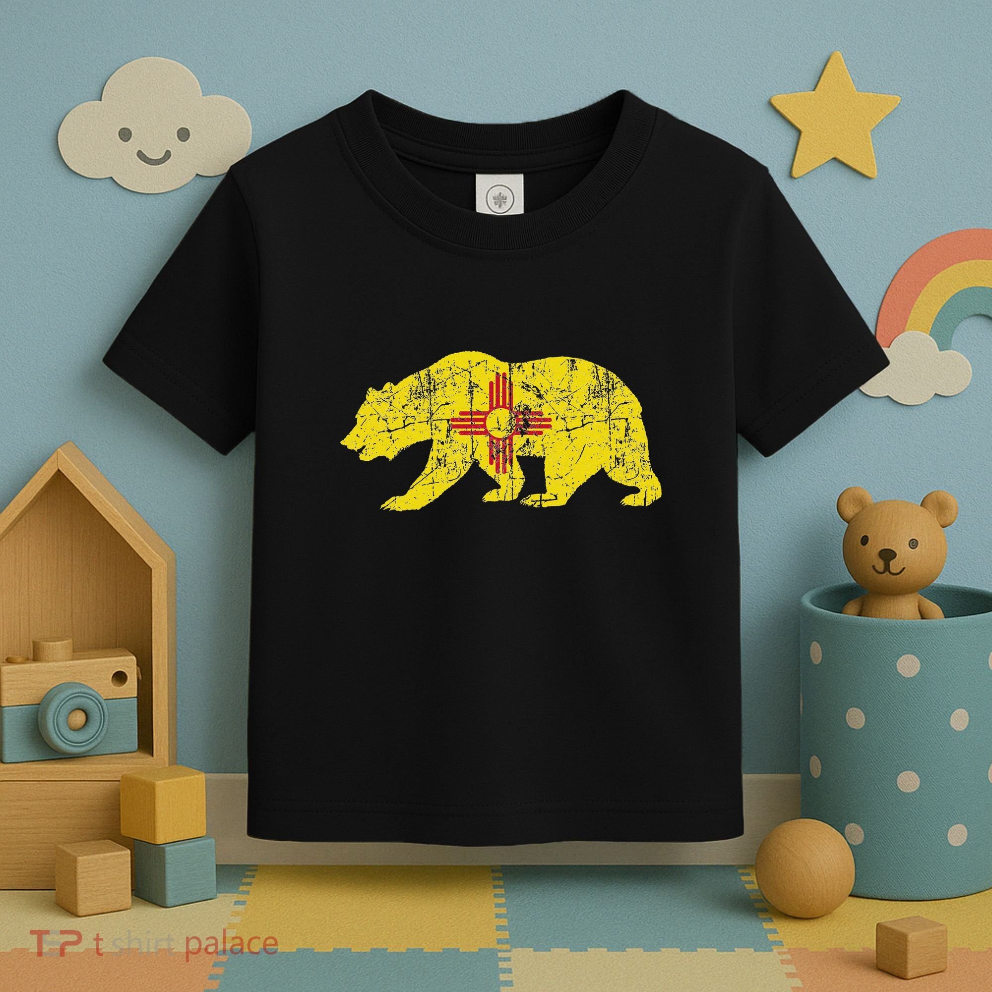 Usa State New Mexico Flag Bear Red Zia Sun Symbol Toddler T-Shirt