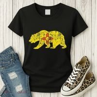 Usa State New Mexico Flag Bear Red Zia Sun Symbol Women's T-Shirt thumb 3