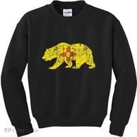 Usa State New Mexico Flag Bear Red Zia Sun Symbol Kids Sweatshirt thumb 0
