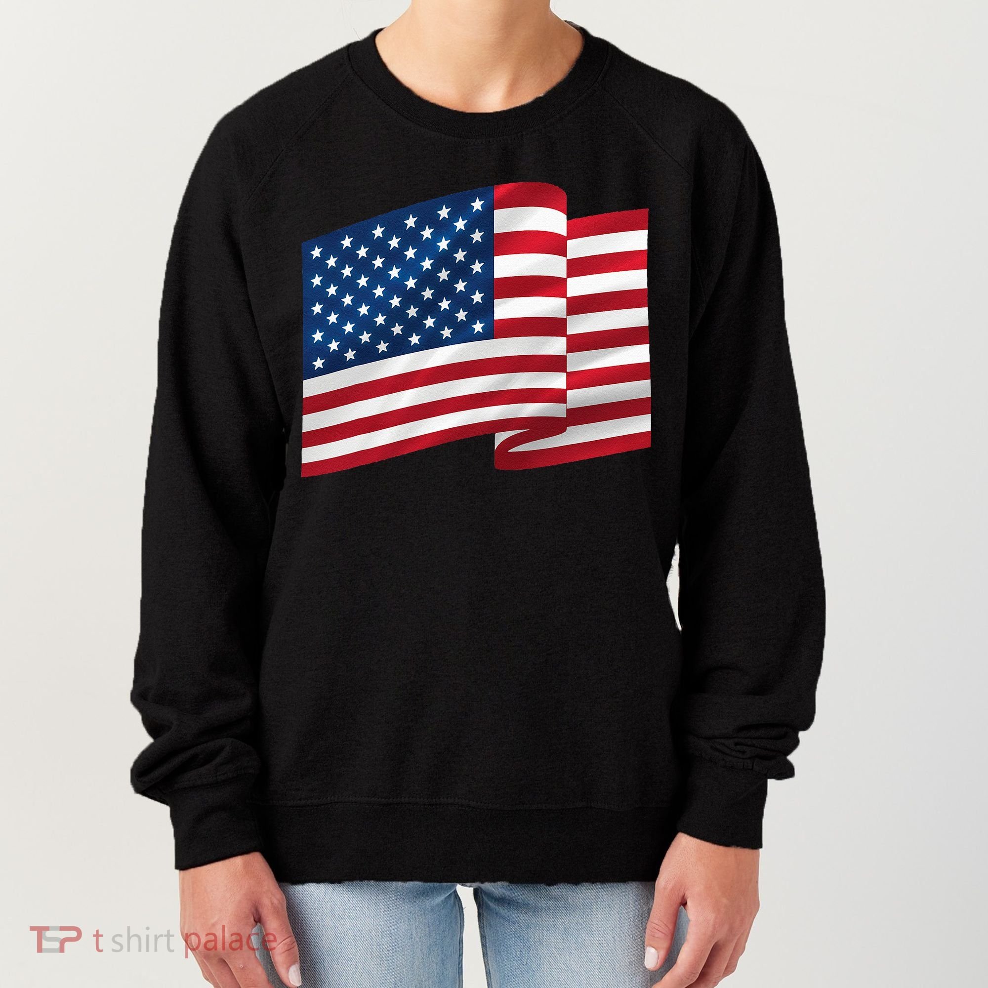 United States Of America Flag Waving Women's Sweatshirt