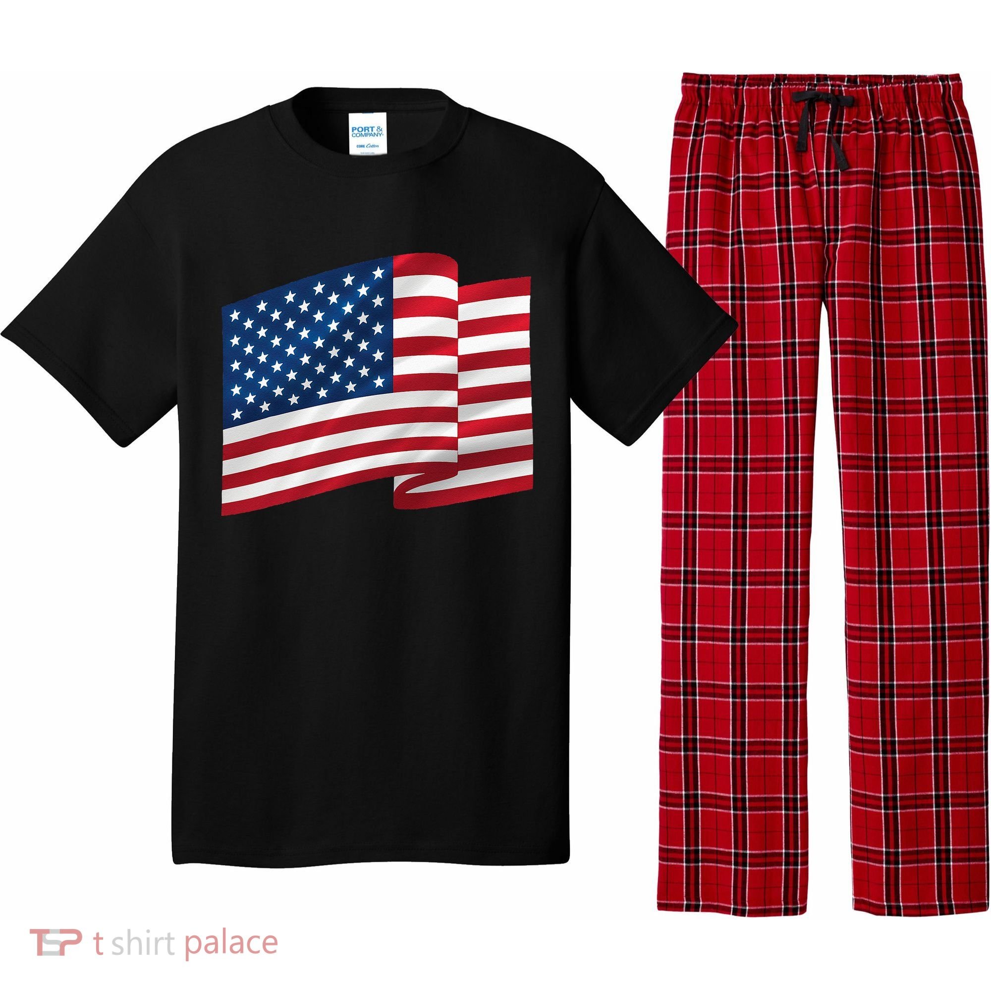 United States Of America Flag Waving Pajama Set
