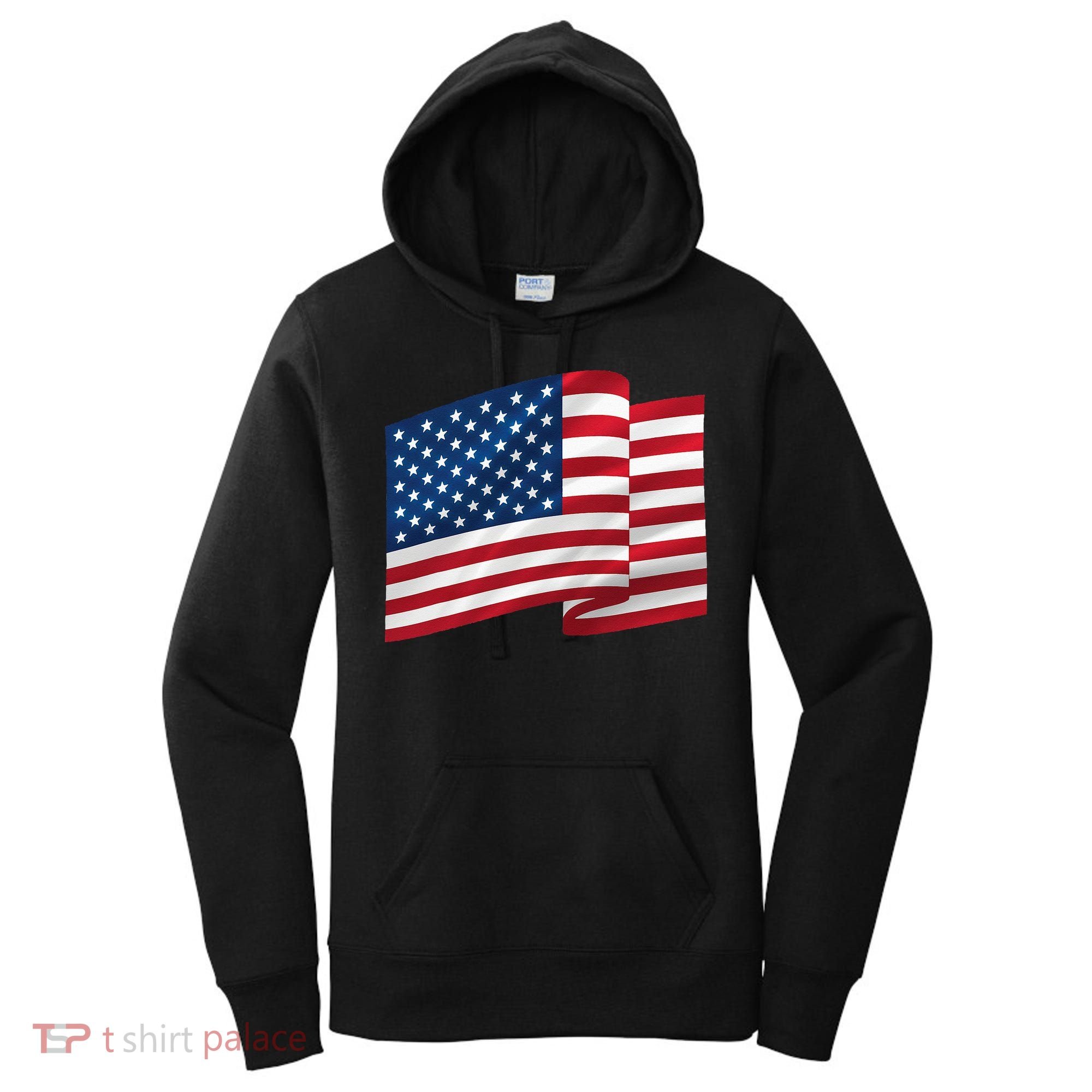 United States Of America Flag Waving Women's Hoodie
