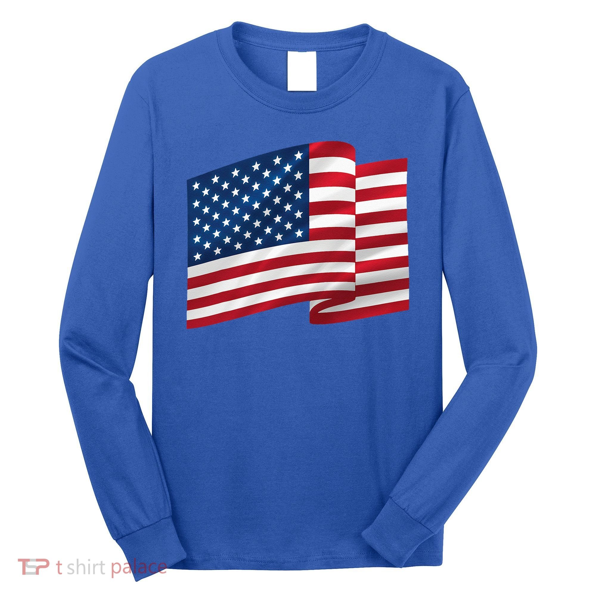 United States Of America Flag Waving Long Sleeve Shirt