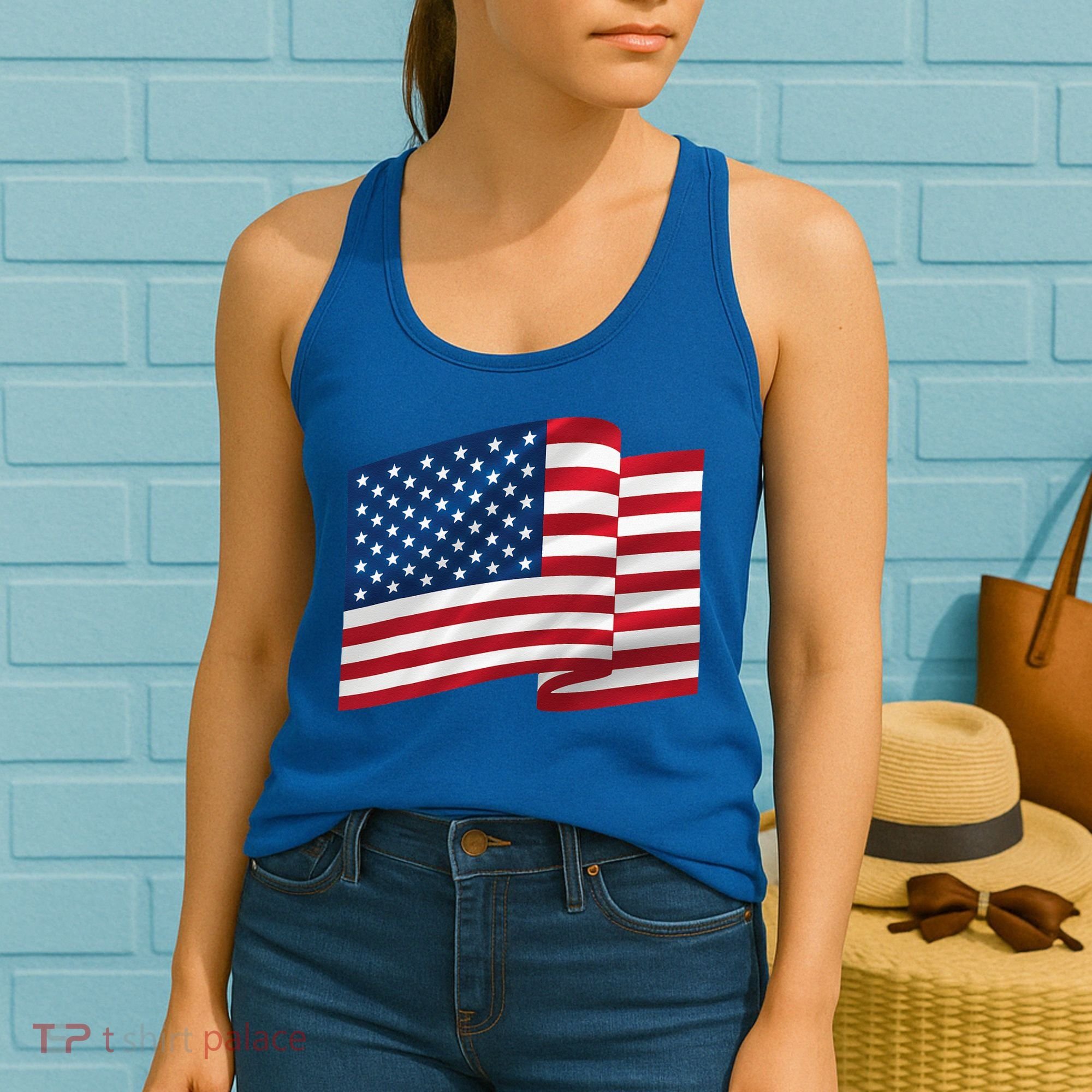 United States Of America Flag Waving Women's Tank Top