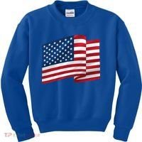 United States Of America Flag Waving Kids Sweatshirt thumb 0