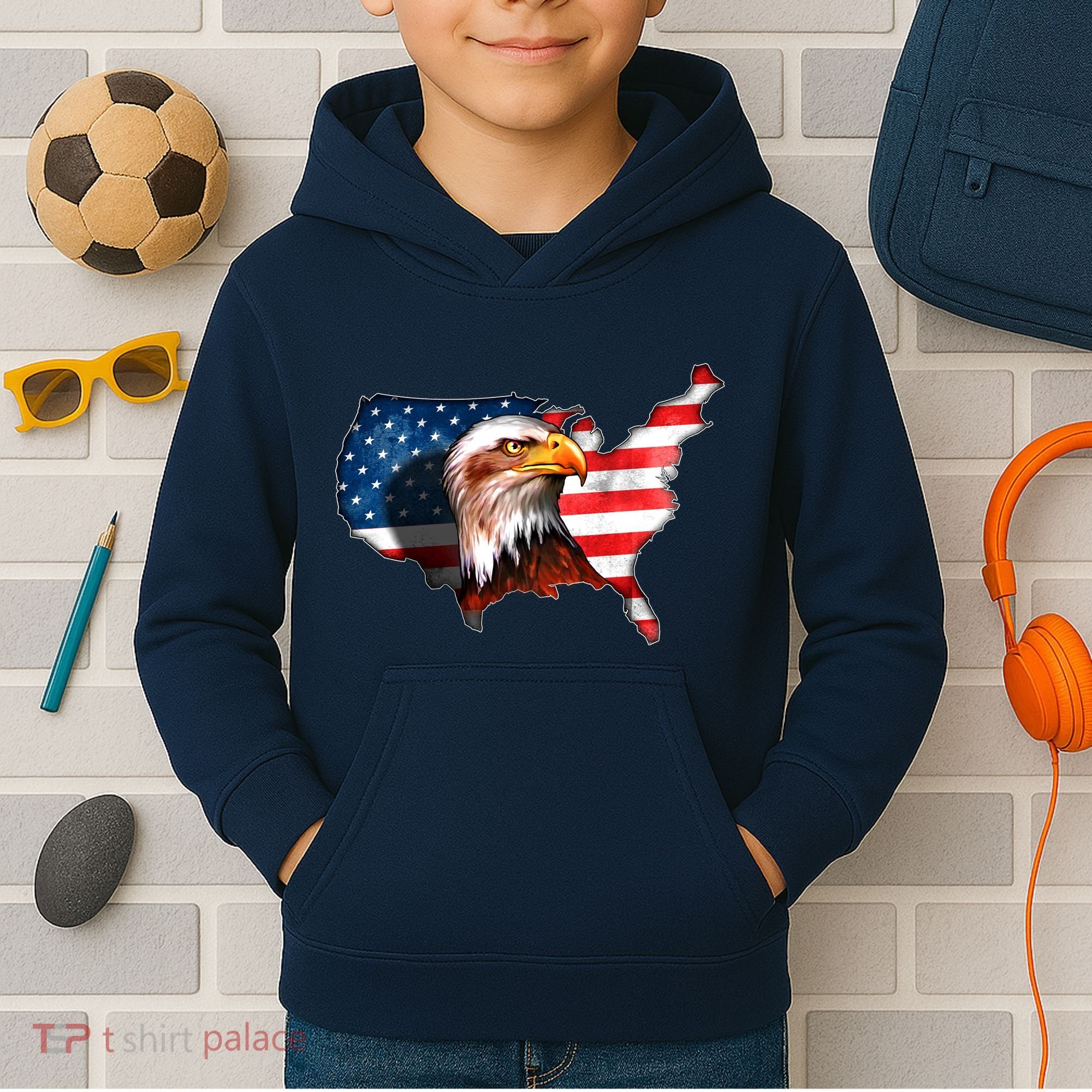 United States Of America Bald Eagle Kids Hoodie