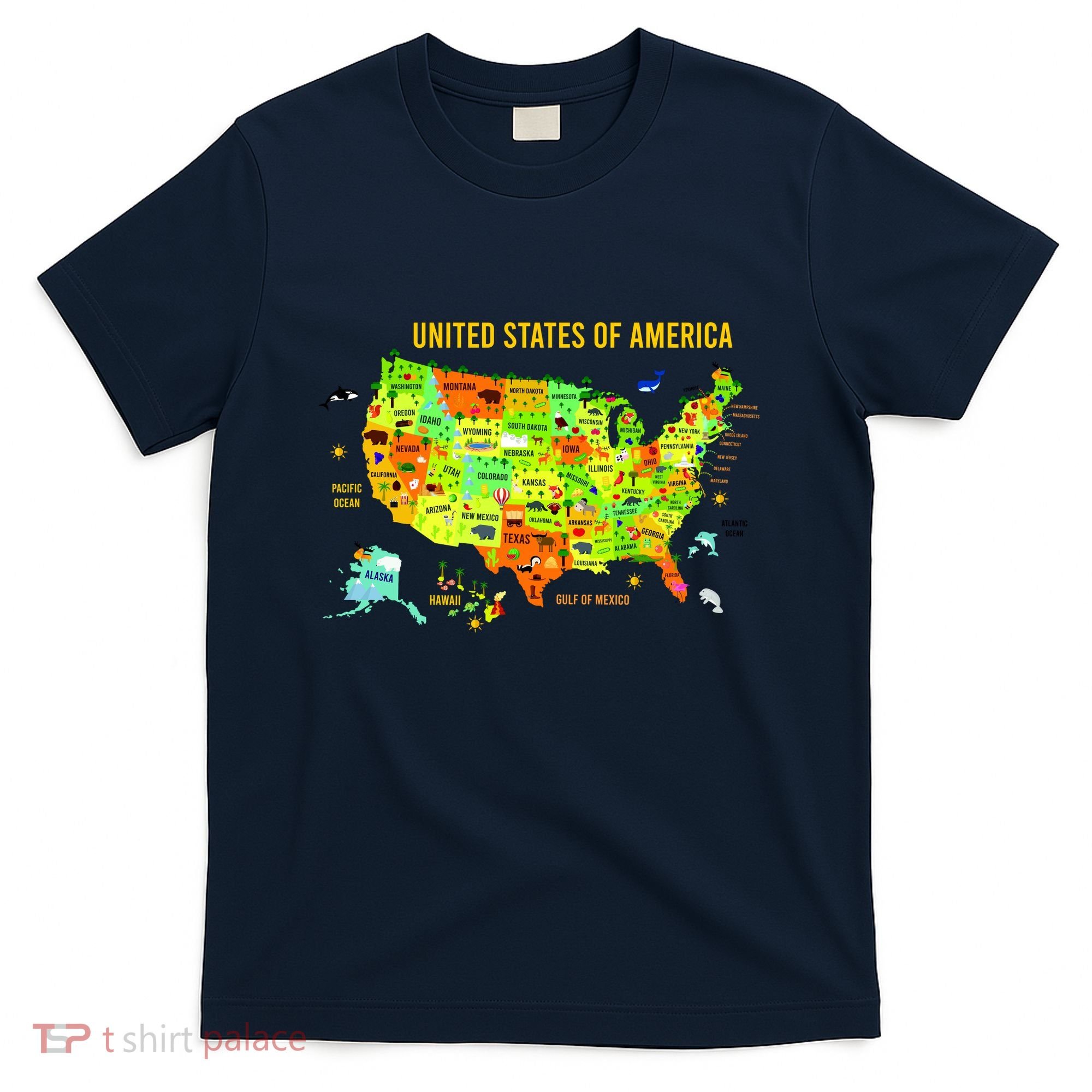 United States Of America Colorful Illustration T-Shirt