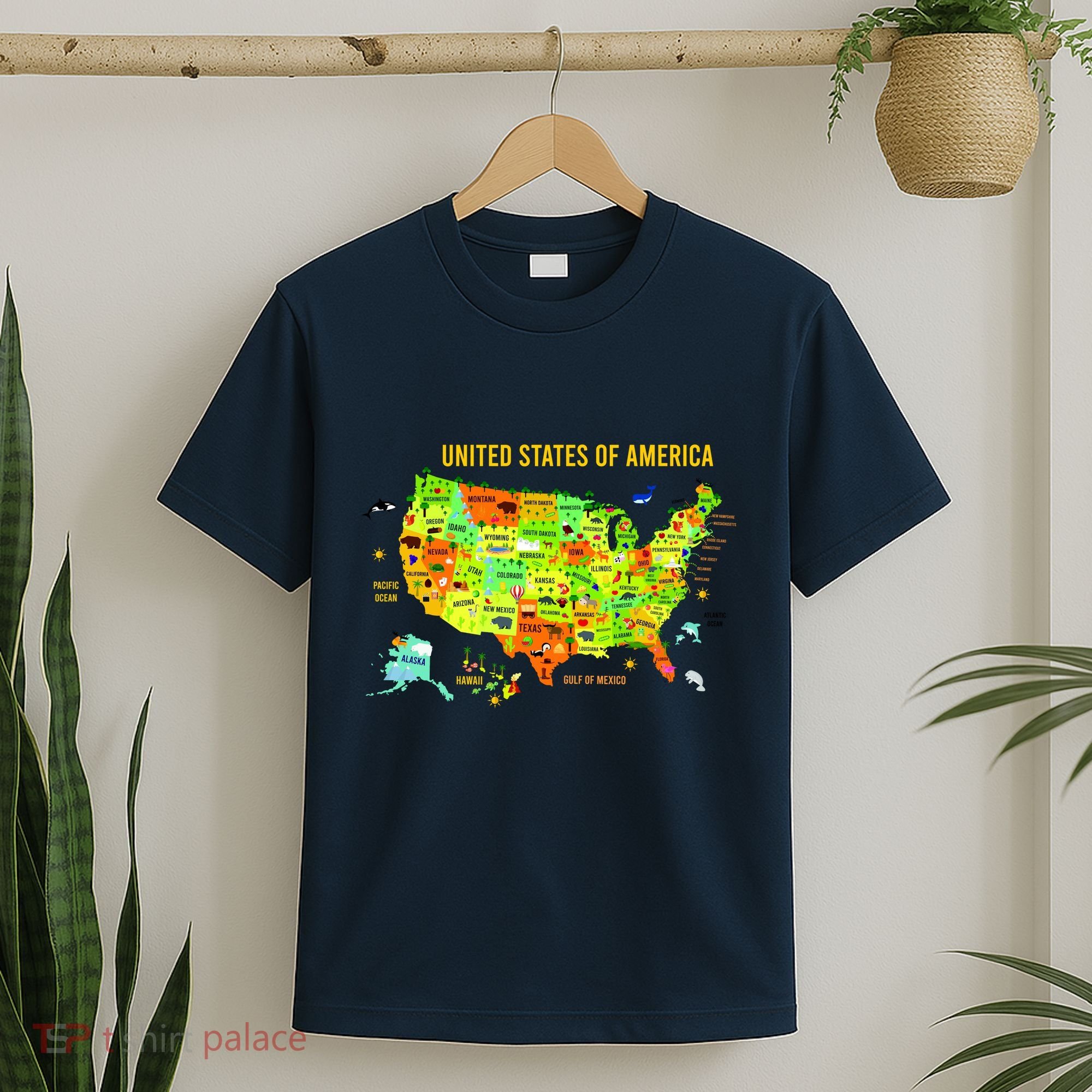 United States Of America Colorful Illustration T-Shirt