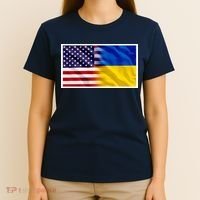 United States Of America I Stand With Ukraine Flag Support T-Shirt thumb 4