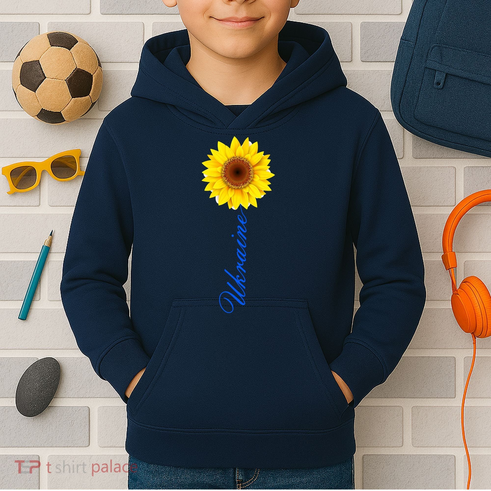 Ukraine Sunflower Peace Stop War Stand With Ukraine Kids Hoodie