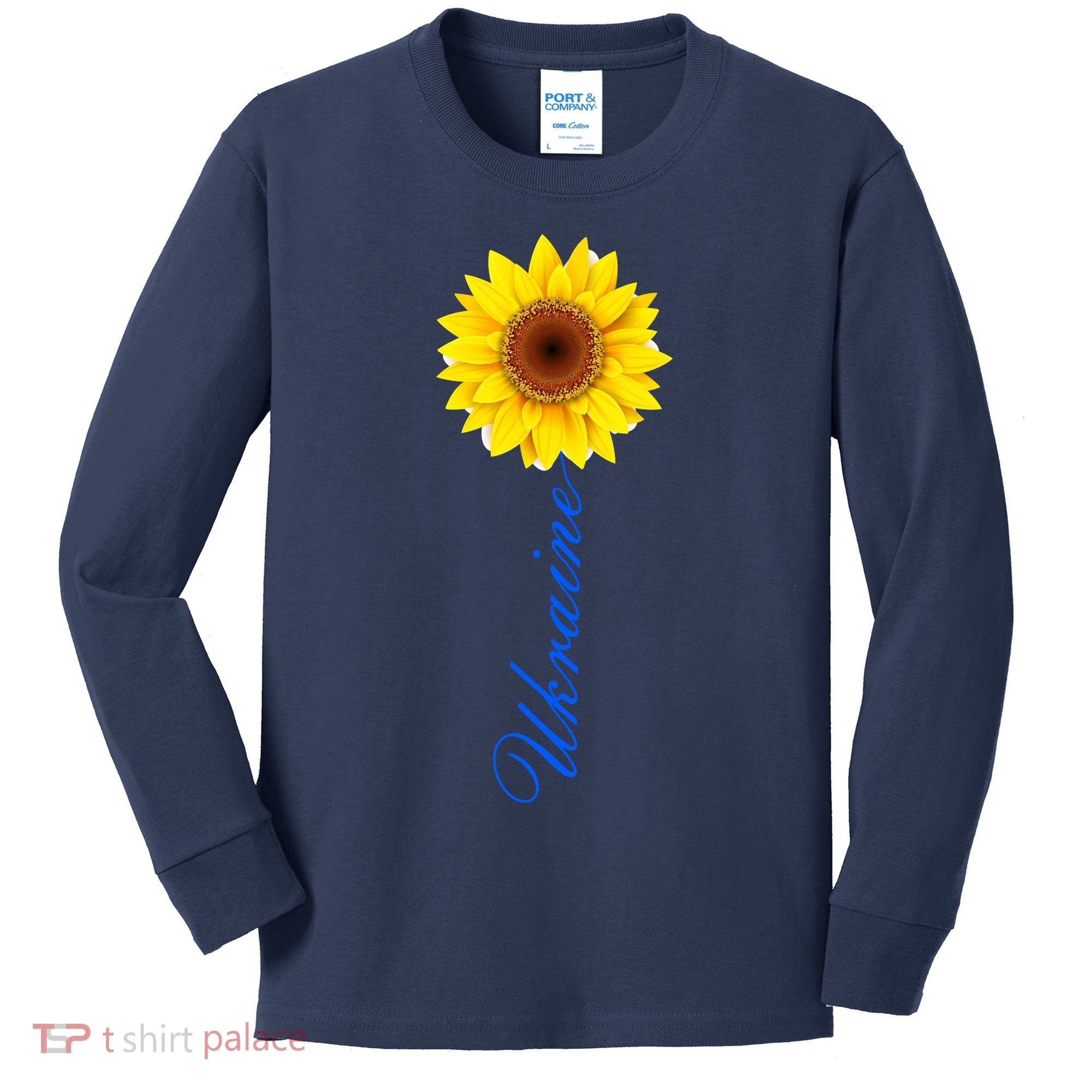 Ukraine Sunflower Peace Stop War Stand With Ukraine Kids Long Sleeve Shirt