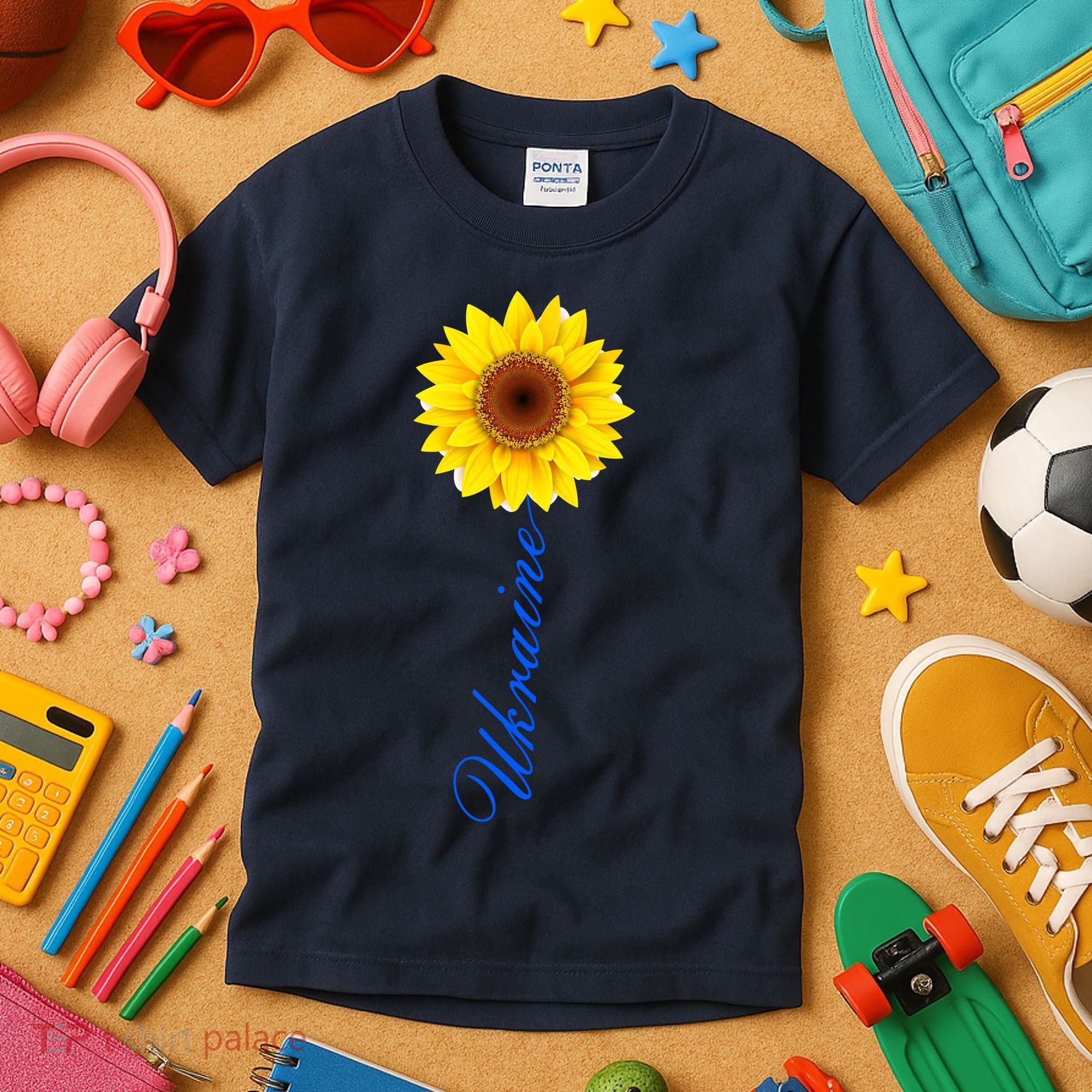 Ukraine Sunflower Peace Stop War Stand With Ukraine Kids T-Shirt