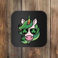 Unicorn St Patricks Day Cute Magical Coaster thumb 0