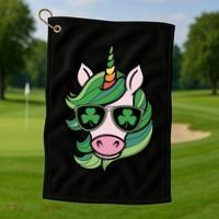 Unicorn St Patricks Day Cute Magical Golf Towel thumb 1
