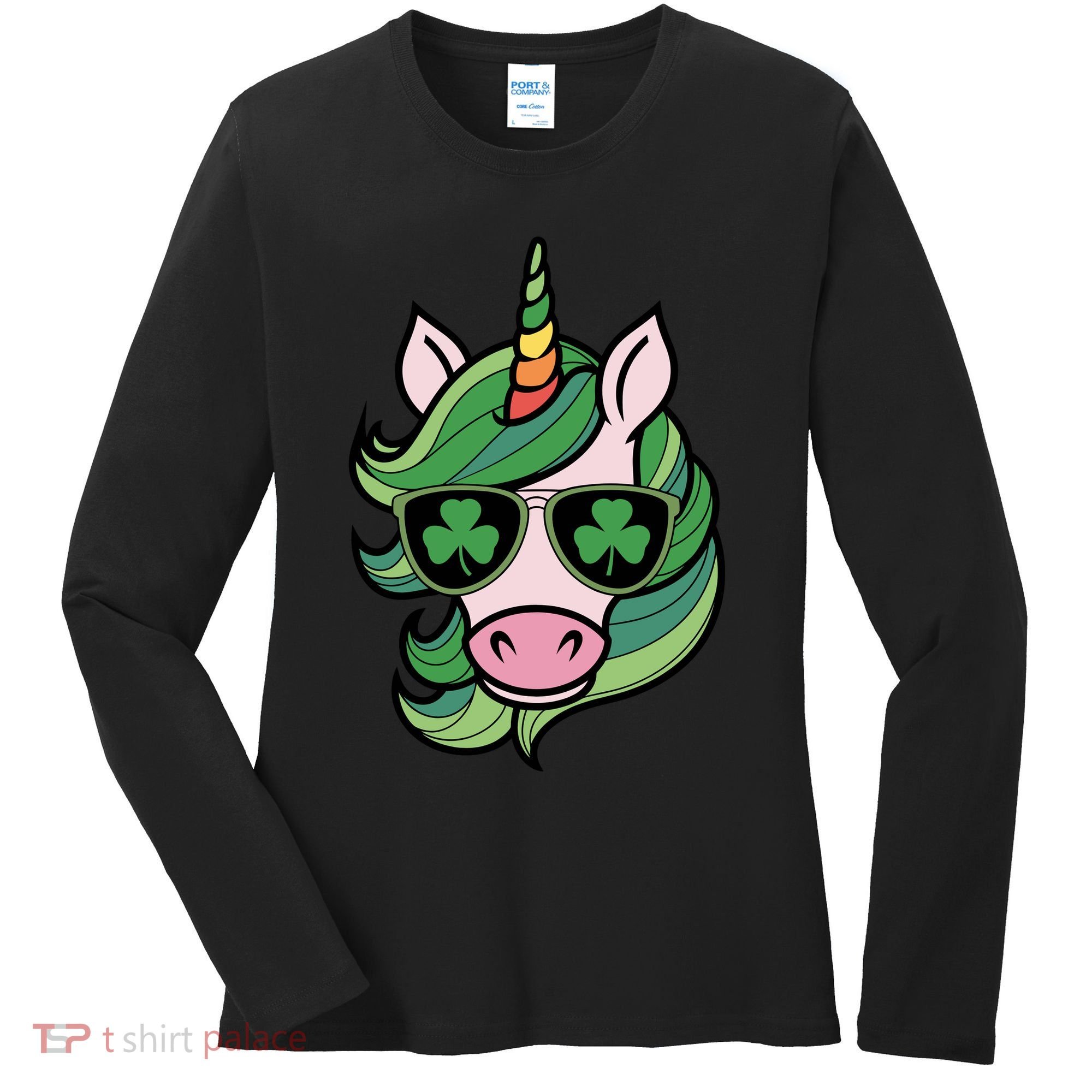Unicorn St Patricks Day Cute Magical Women's Long Sleeve Shirt