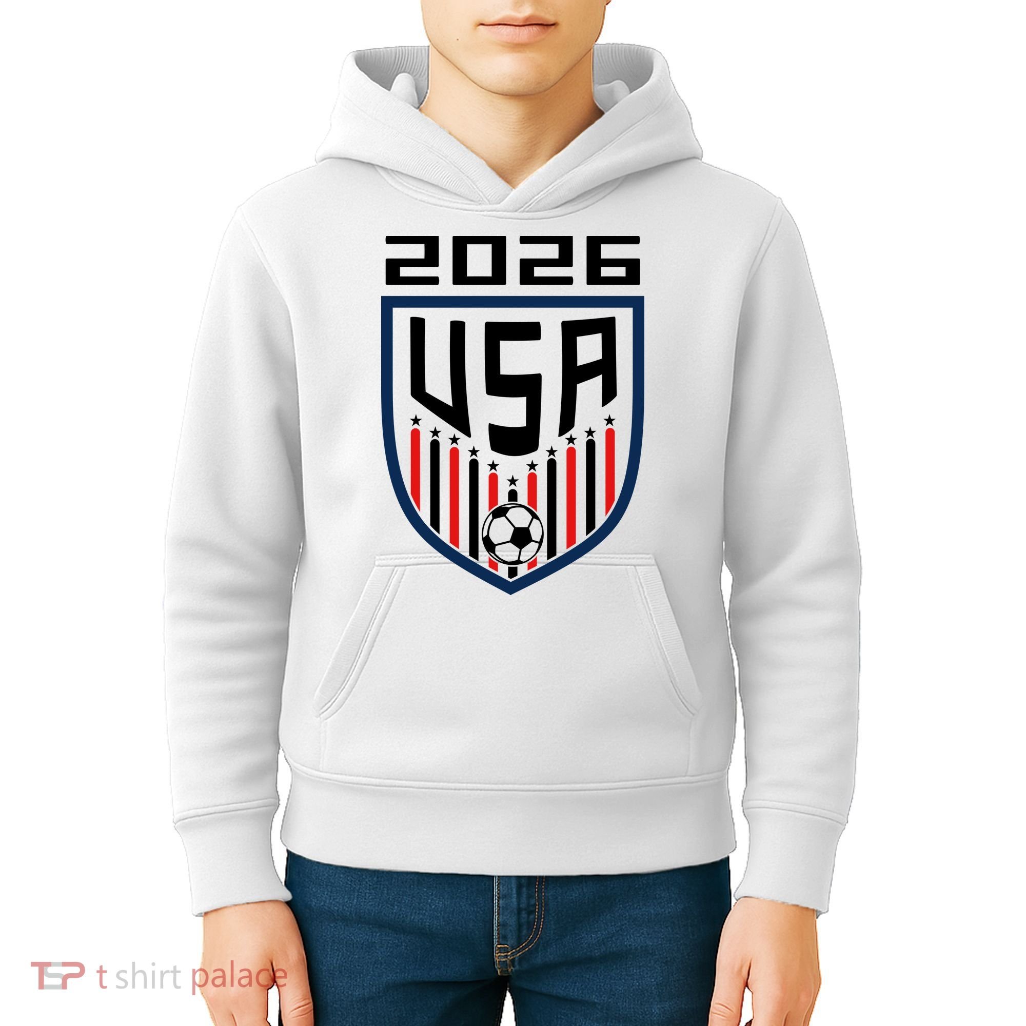 USA Soccer Player 2026 Fan Kids Hoodie