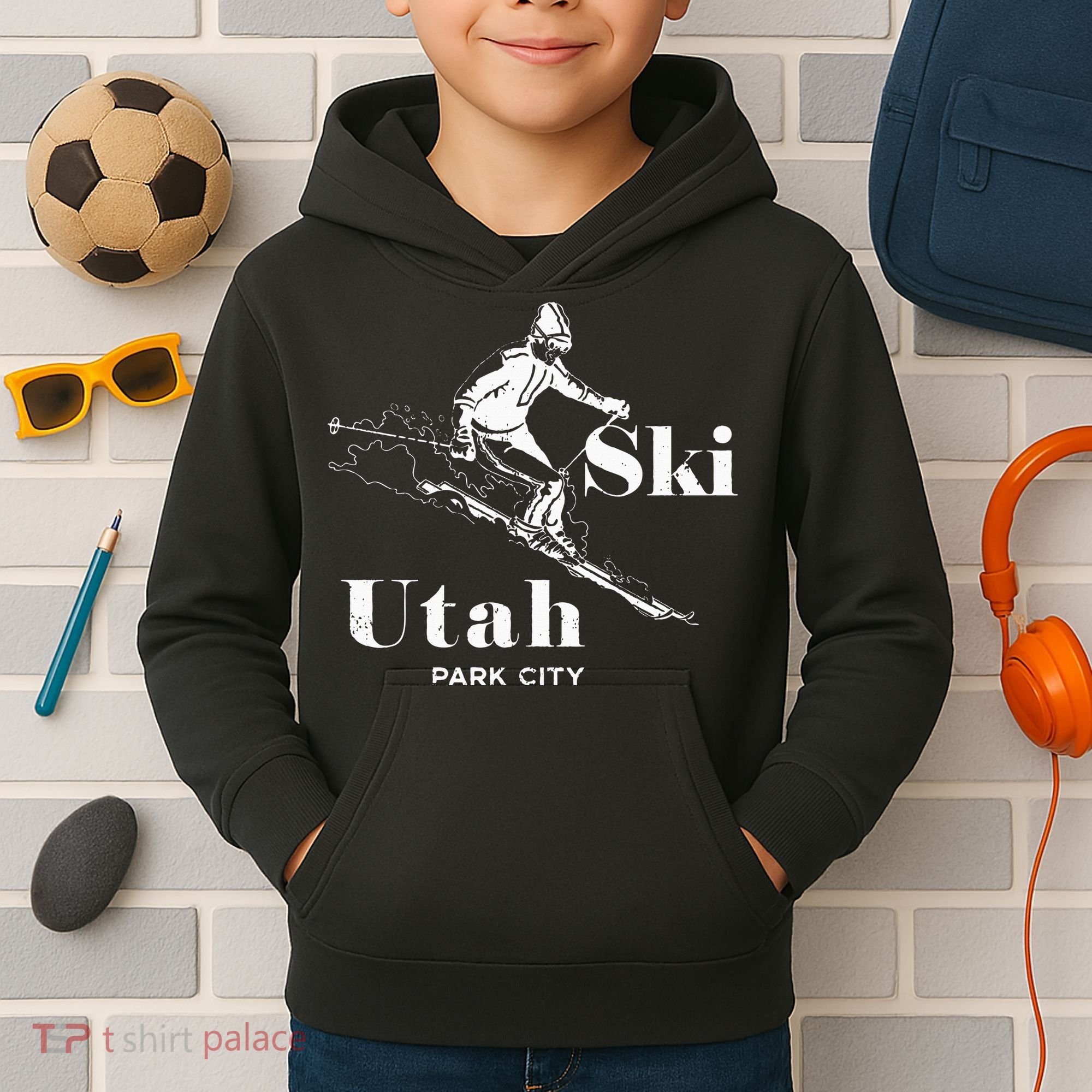 Utah Skiing Park City Kids Hoodie
