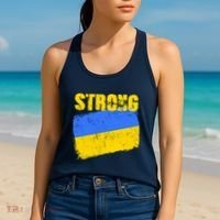 Ukrainian Strong Pride Ukraine Flag Support Free Ukrainians Women's Tank Top thumb 2