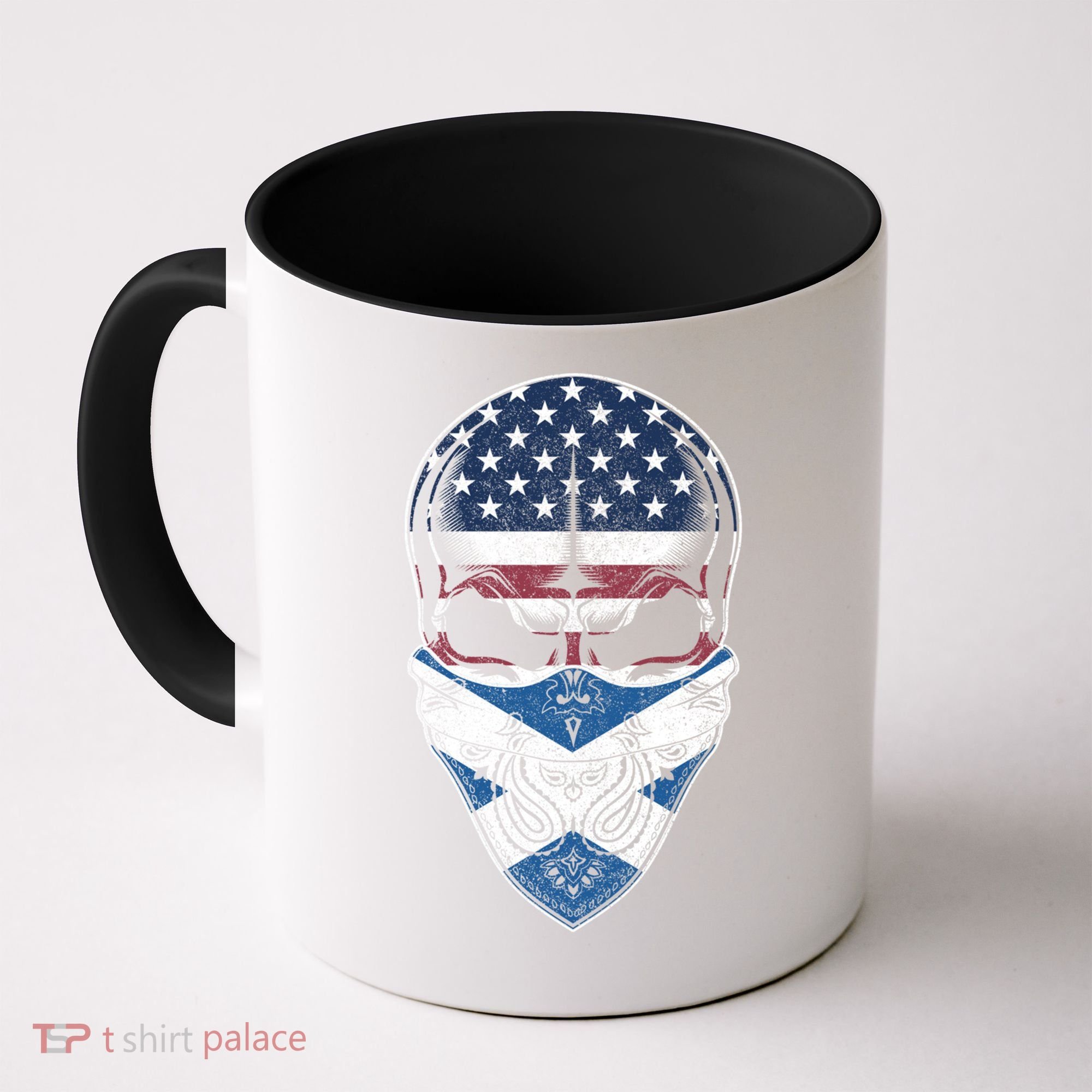 Usa Scotland Roots Gift Scottish American Flag Skull Cool Gift Coffee Mug
