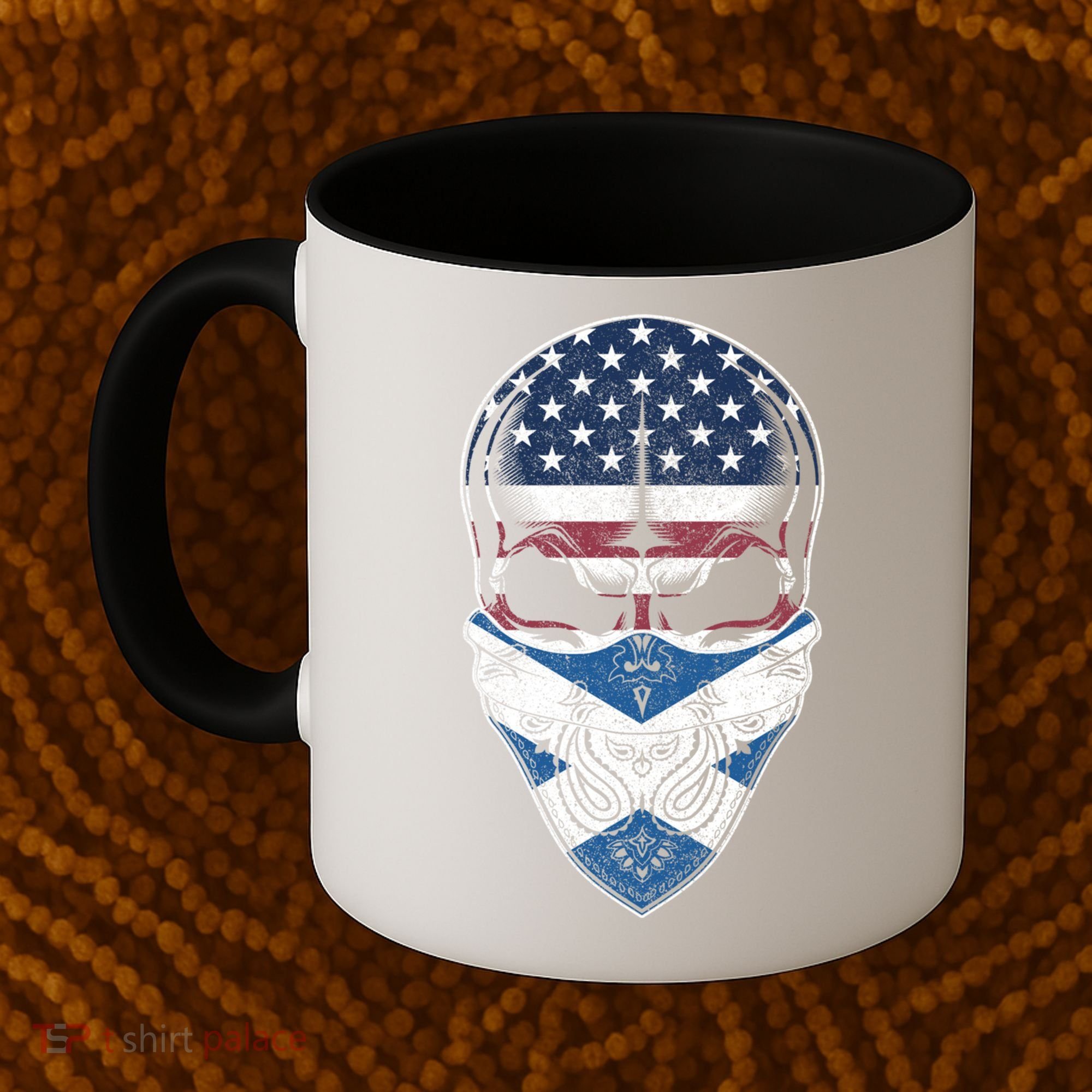 Usa Scotland Roots Gift Scottish American Flag Skull Cool Gift Coffee Mug