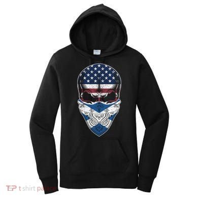 Usa Scotland Roots Gift Scottish American Flag Skull Cool Gift Women's Hoodie