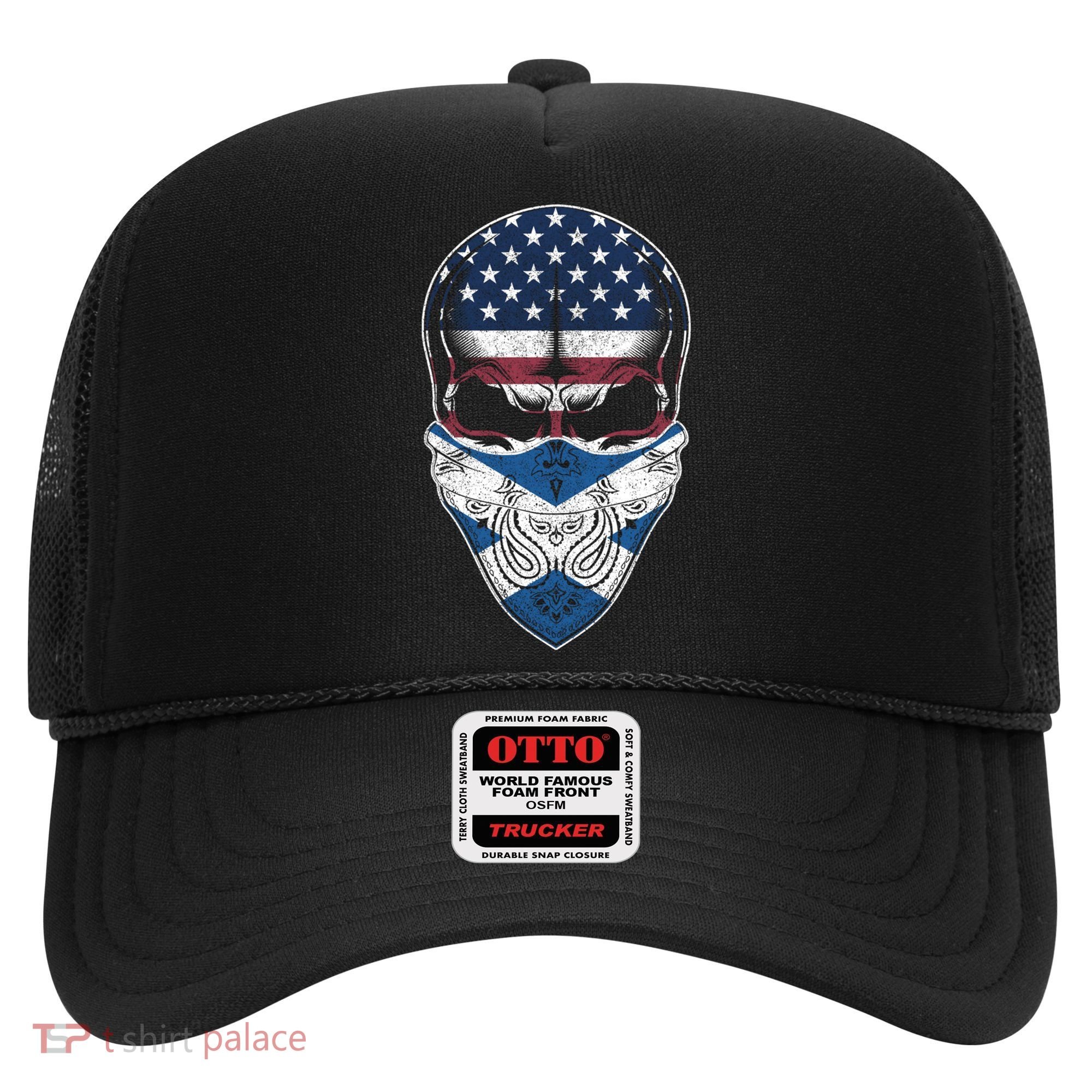 Usa Scotland Roots Gift Scottish American Flag Skull Cool Gift Hat