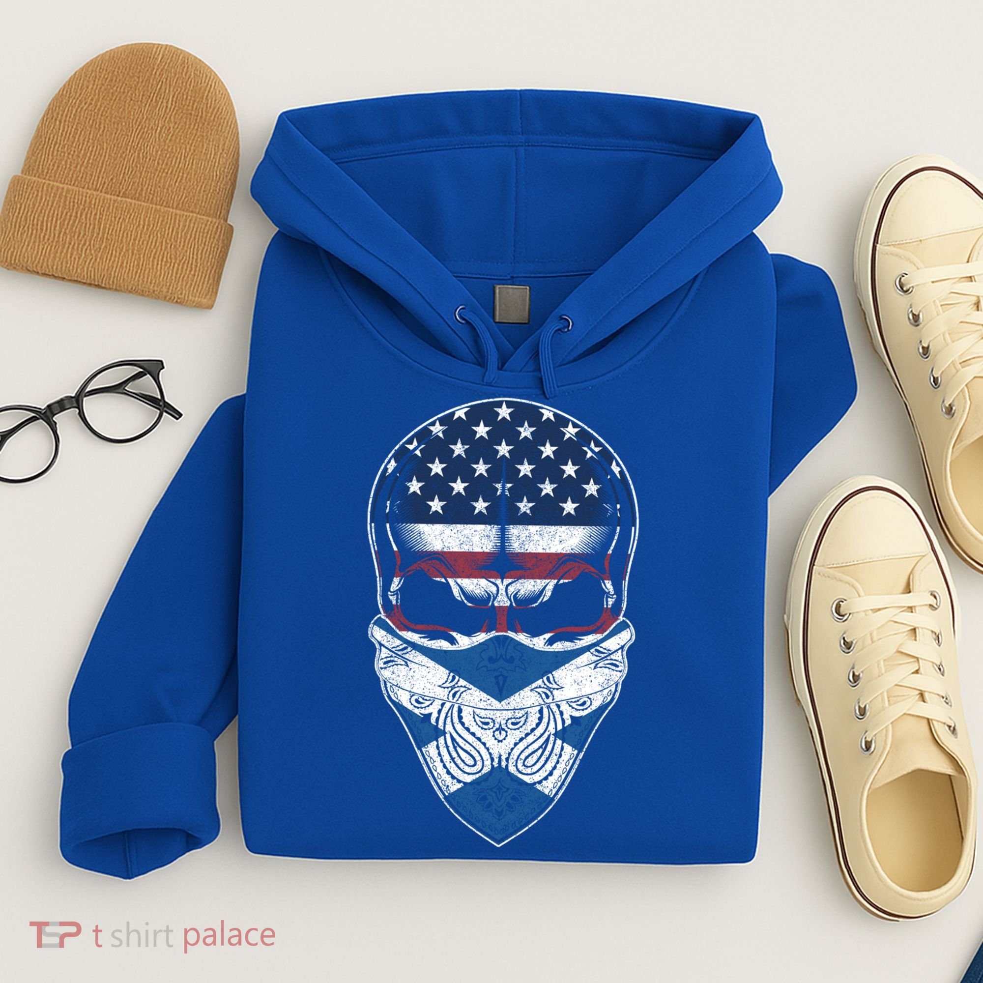 Usa Scotland Roots Gift Scottish American Flag Skull Cool Gift Hoodie