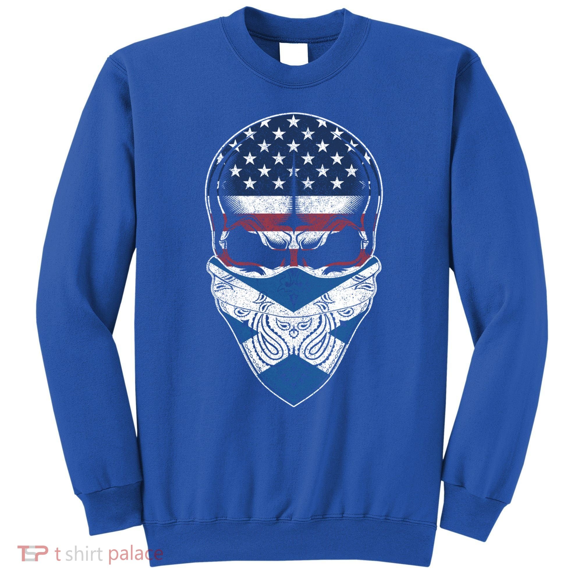 Usa Scotland Roots Gift Scottish American Flag Skull Cool Gift Sweatshirt
