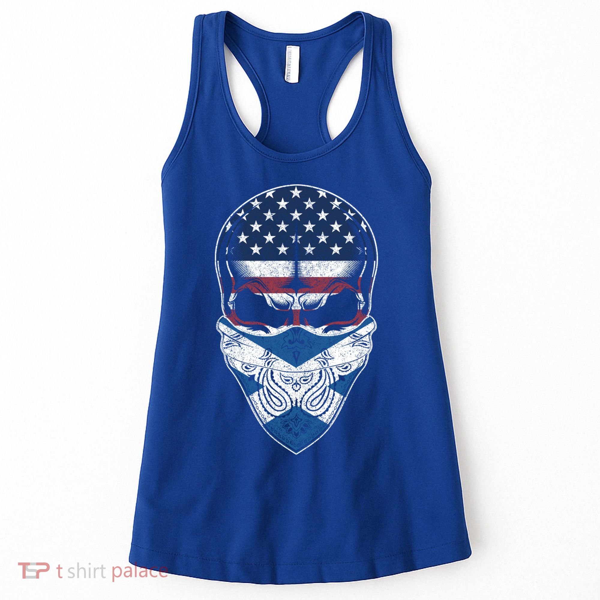 Usa Scotland Roots Gift Scottish American Flag Skull Cool Gift Women's Tank Top