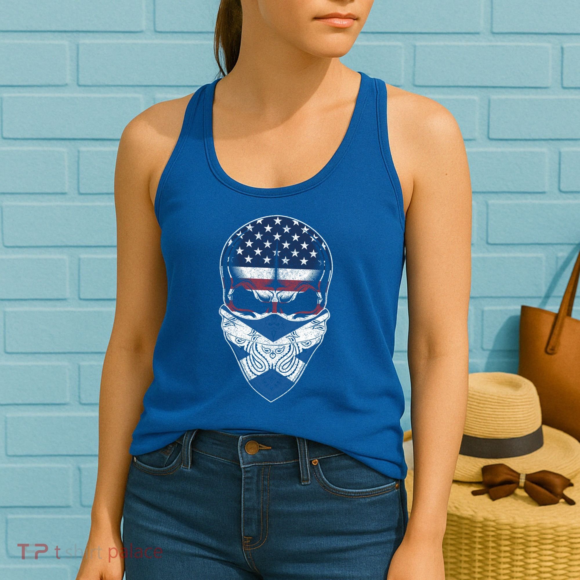 Usa Scotland Roots Gift Scottish American Flag Skull Cool Gift Women's Tank Top