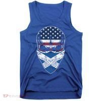 Usa Scotland Roots Gift Scottish American Flag Skull Cool Gift Tank Top thumb 0