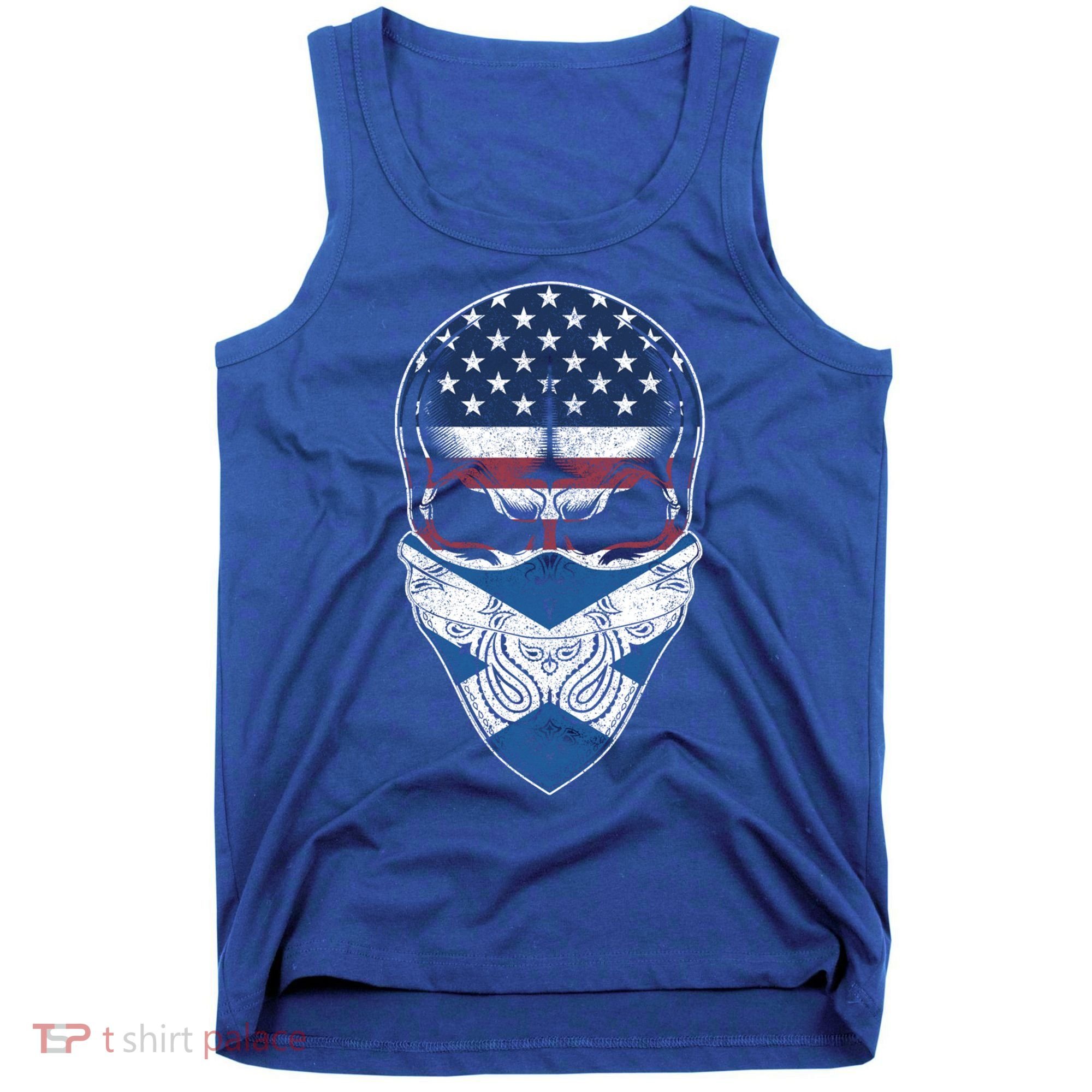 Usa Scotland Roots Gift Scottish American Flag Skull Cool Gift Tank Top