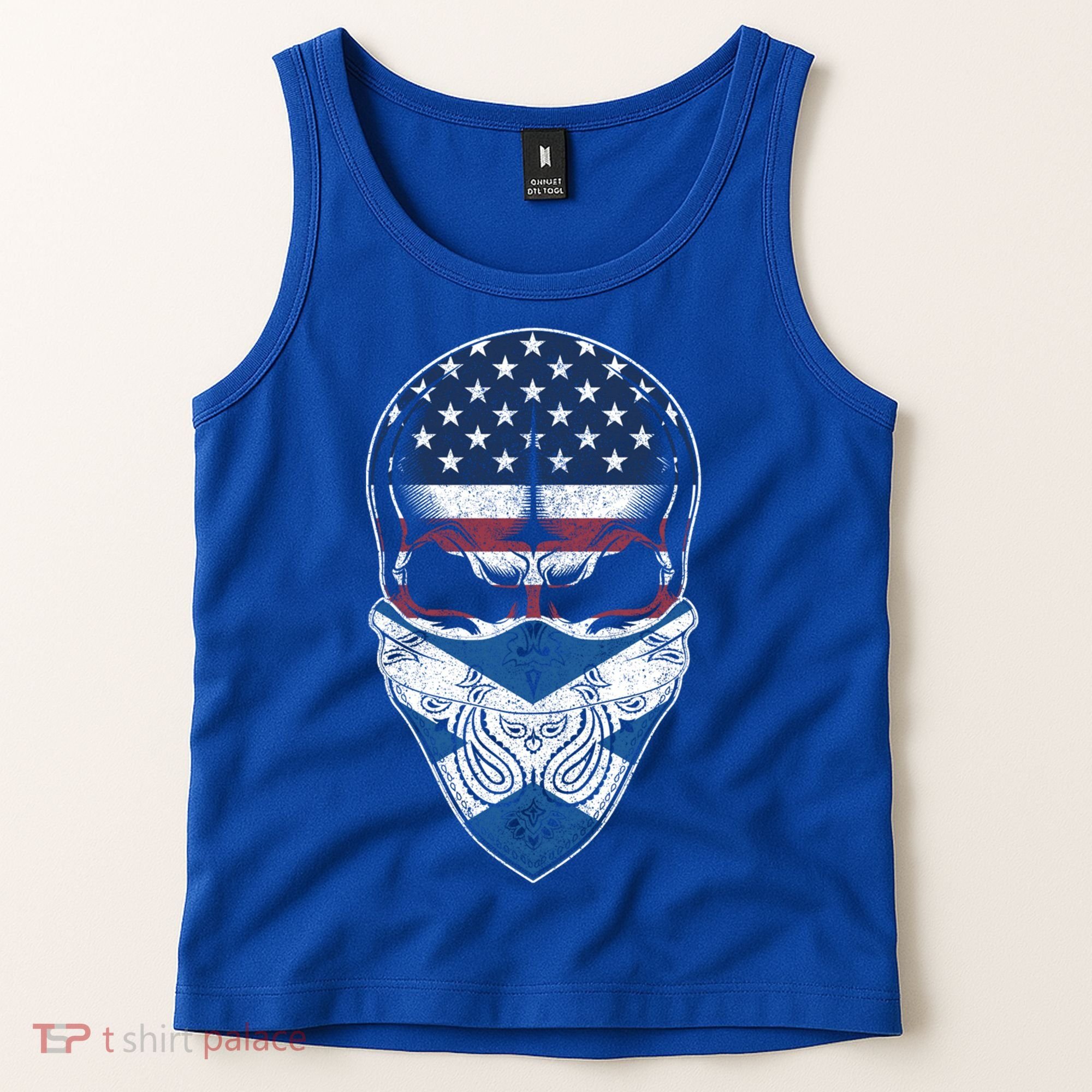 Usa Scotland Roots Gift Scottish American Flag Skull Cool Gift Tank Top