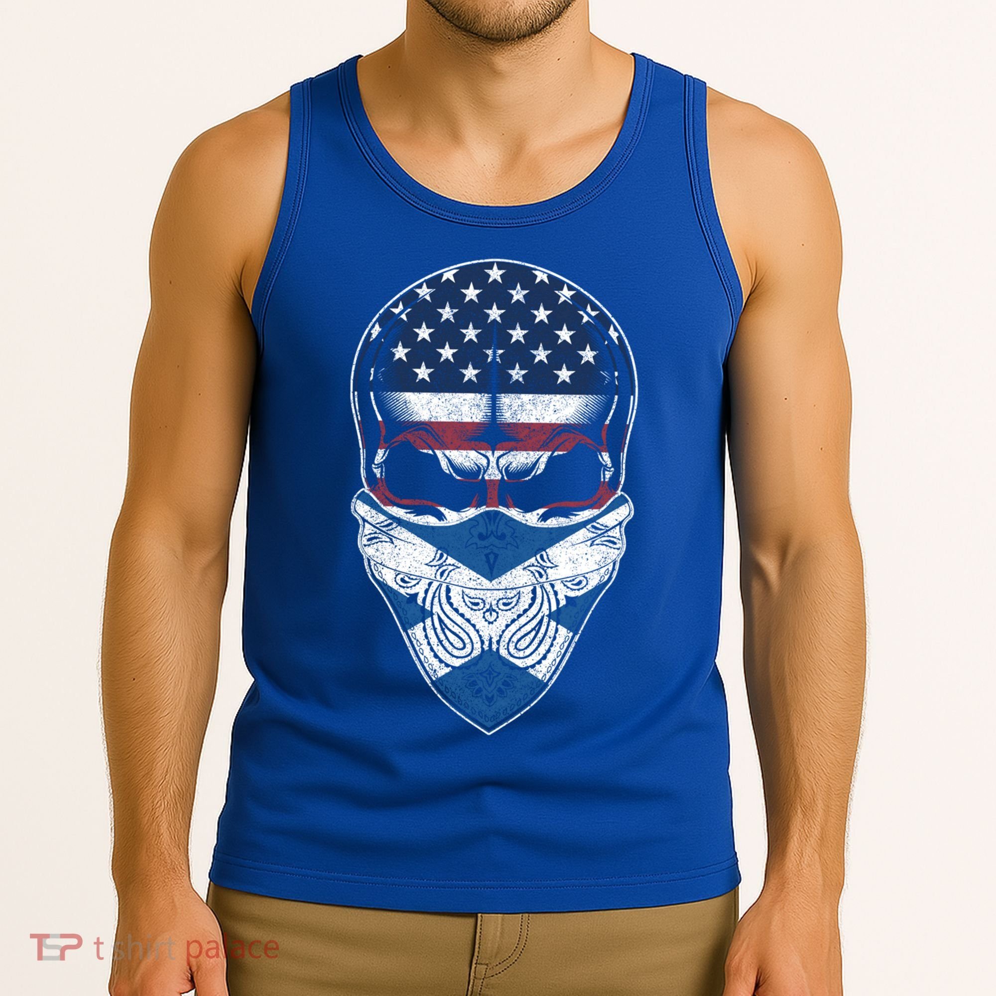 Usa Scotland Roots Gift Scottish American Flag Skull Cool Gift Tank Top