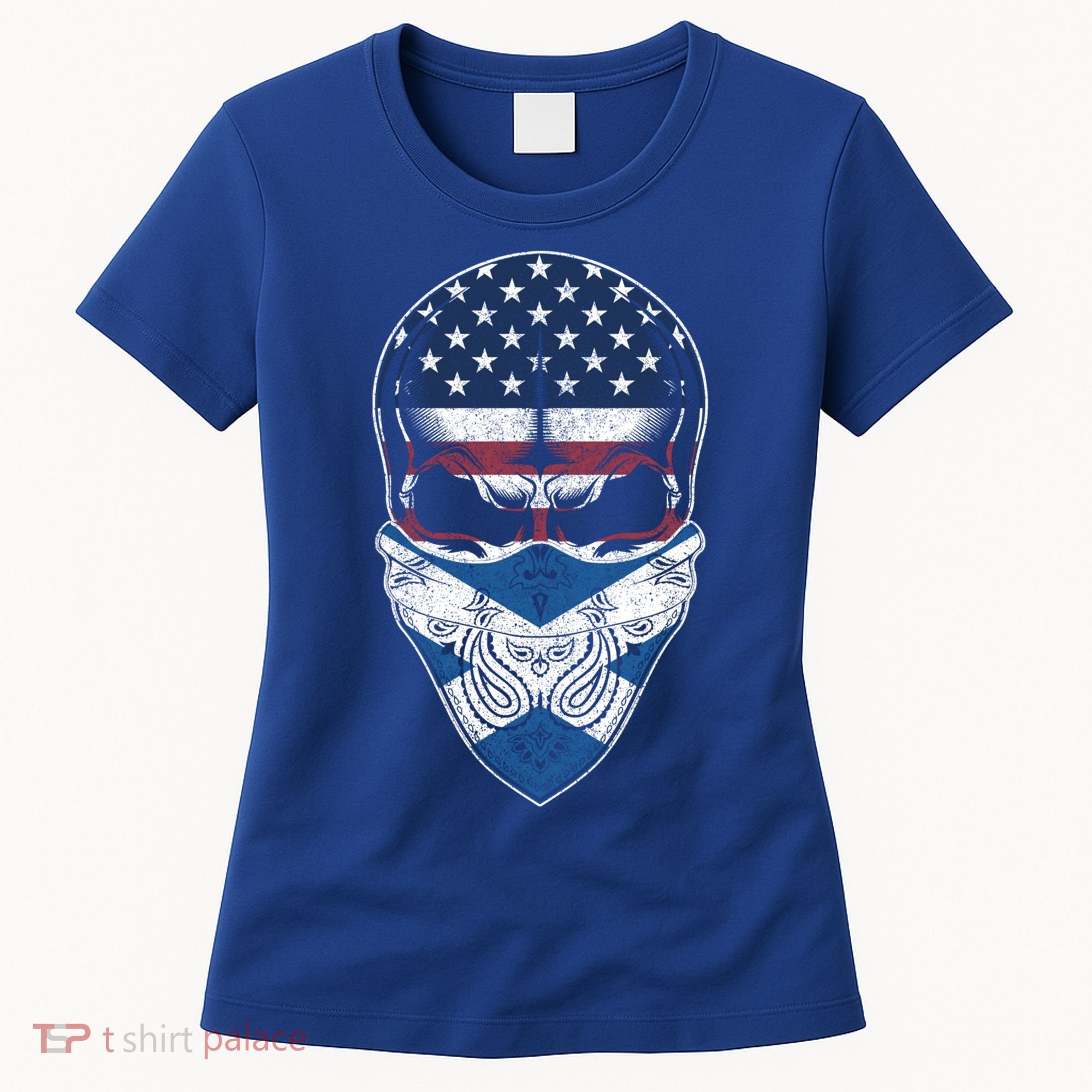 Usa Scotland Roots Gift Scottish American Flag Skull Cool Gift Women's T-Shirt