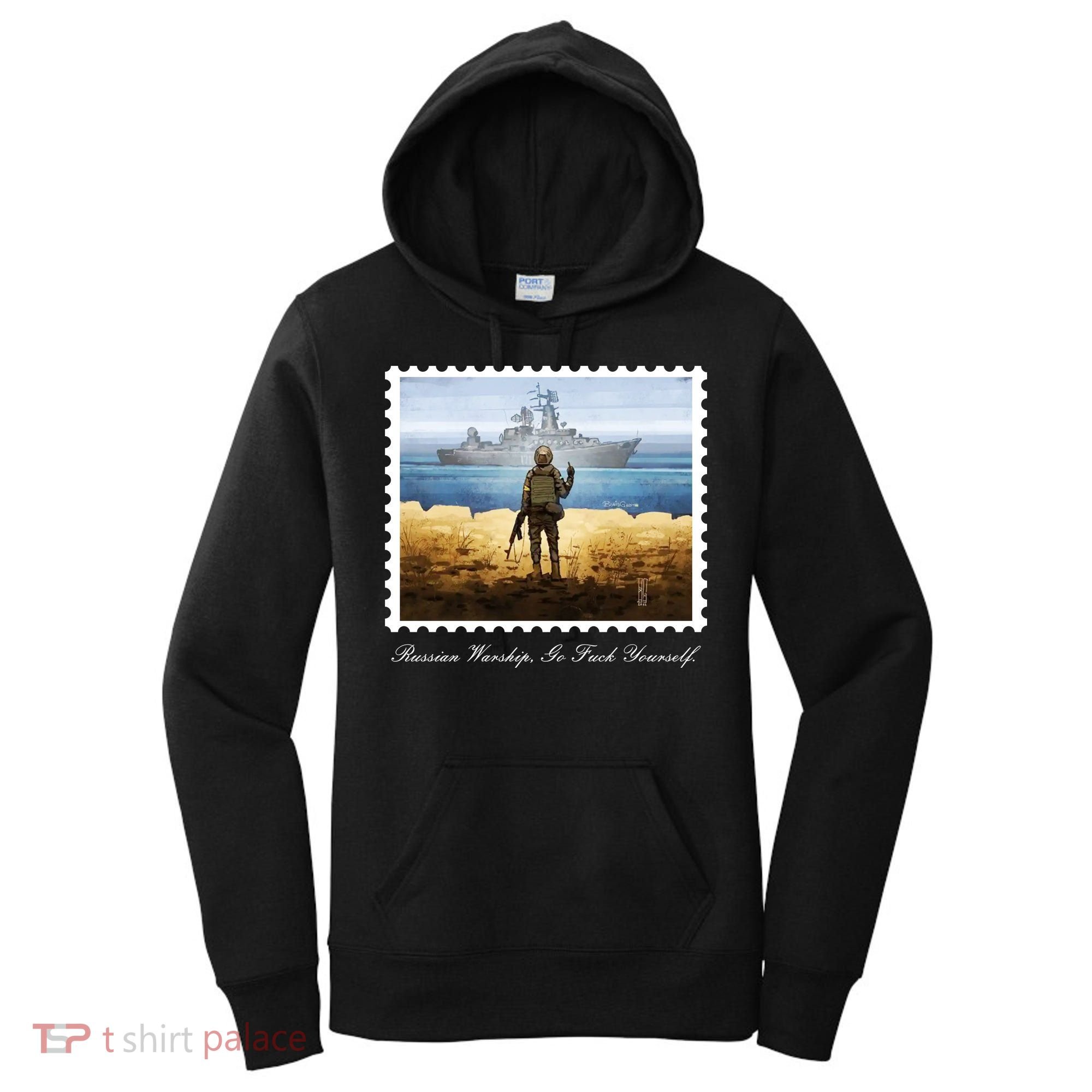 Ukraine Stamp Russian Warship Go F Yourself Island Of Heroes Ukrainian Women's Hoodie