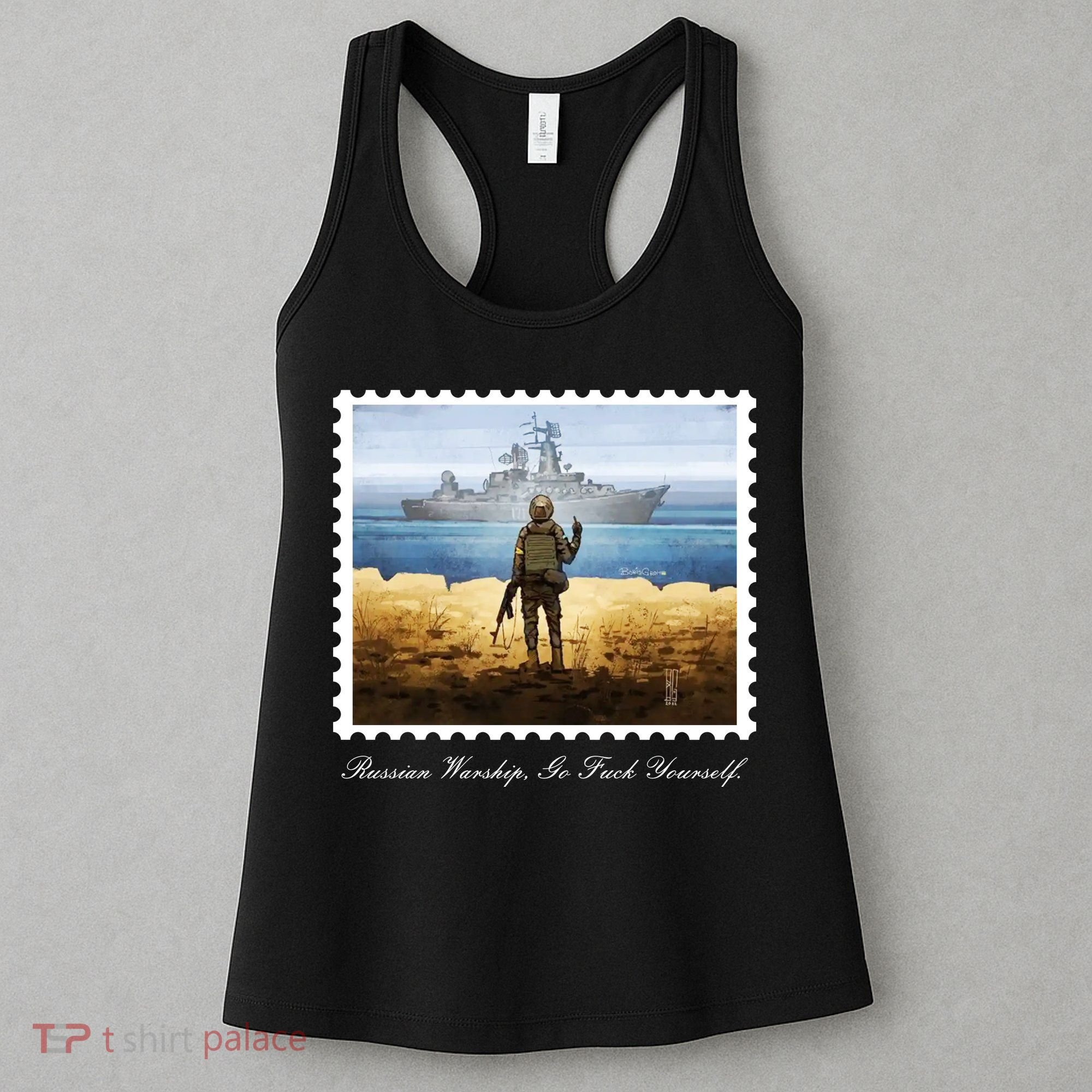 Ukraine Stamp Russian Warship Go F Yourself Island Of Heroes Ukrainian Women's Tank Top