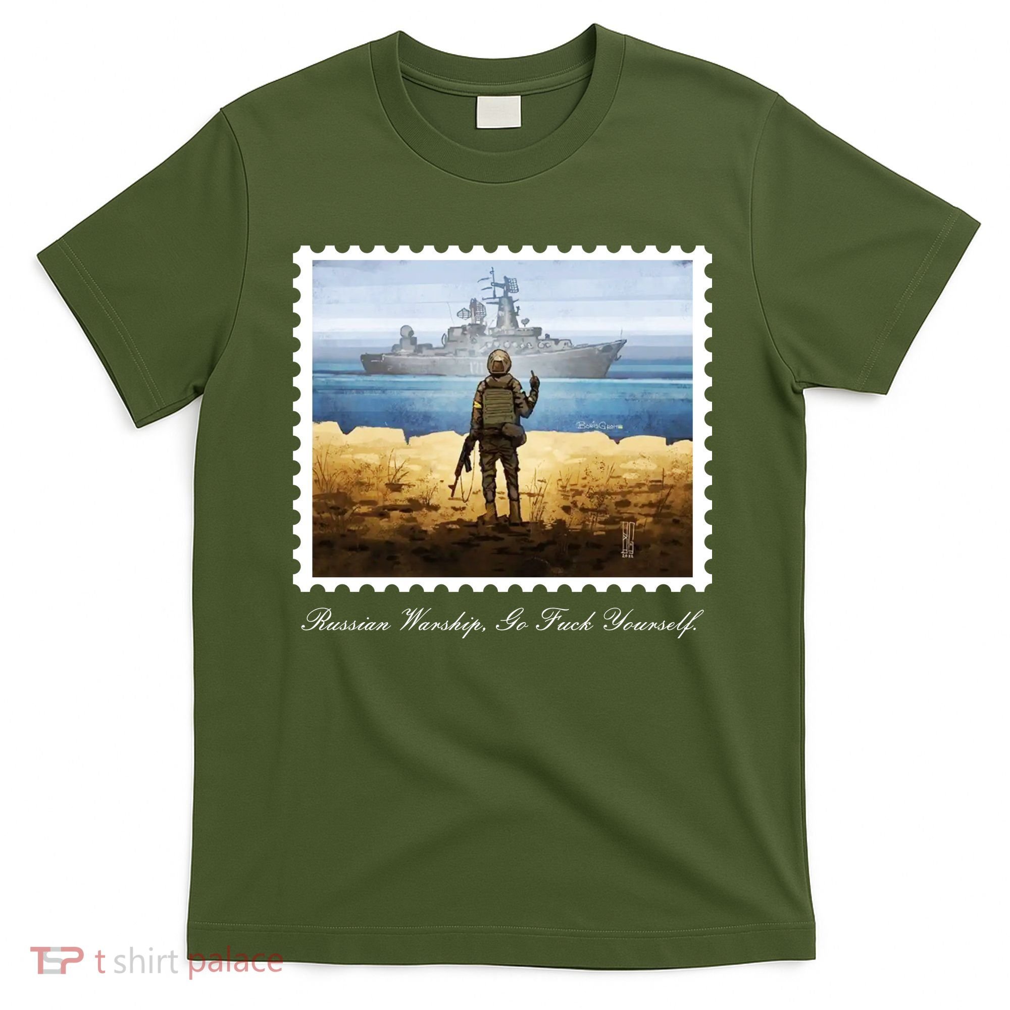 Ukraine Stamp Russian Warship Go F Yourself Island Of Heroes Ukrainian T-Shirt