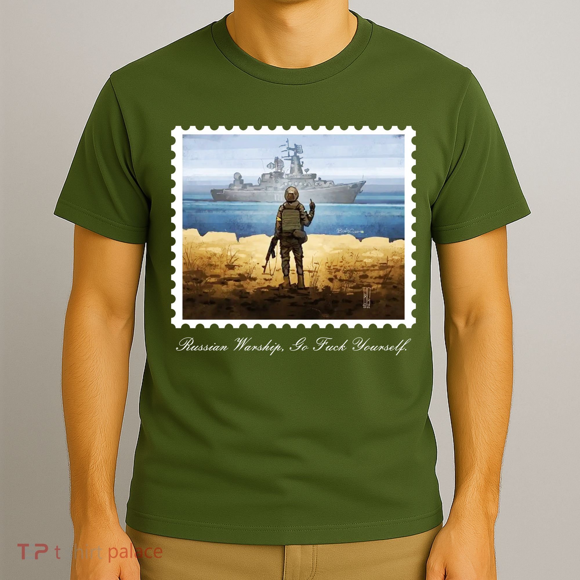 Ukraine Stamp Russian Warship Go F Yourself Island Of Heroes Ukrainian T-Shirt