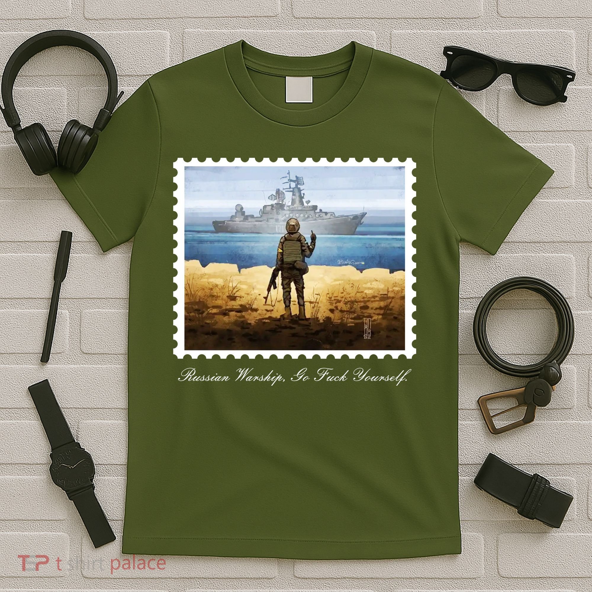 Ukraine Stamp Russian Warship Go F Yourself Island Of Heroes Ukrainian T-Shirt