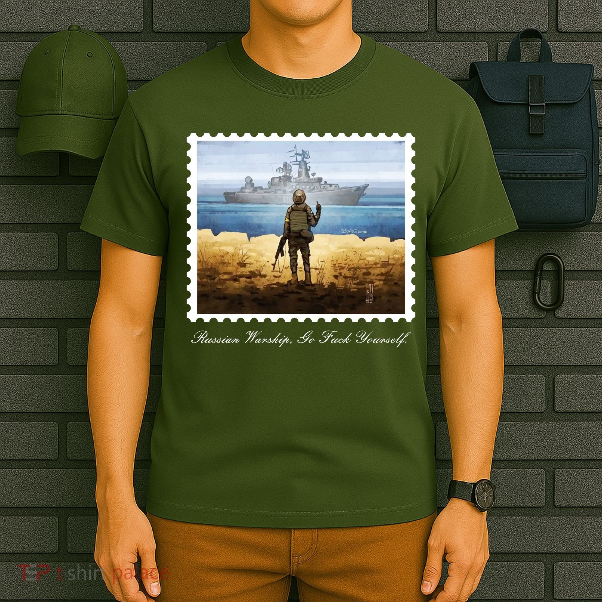 Ukraine Stamp Russian Warship Go F Yourself Island Of Heroes Ukrainian T-Shirt