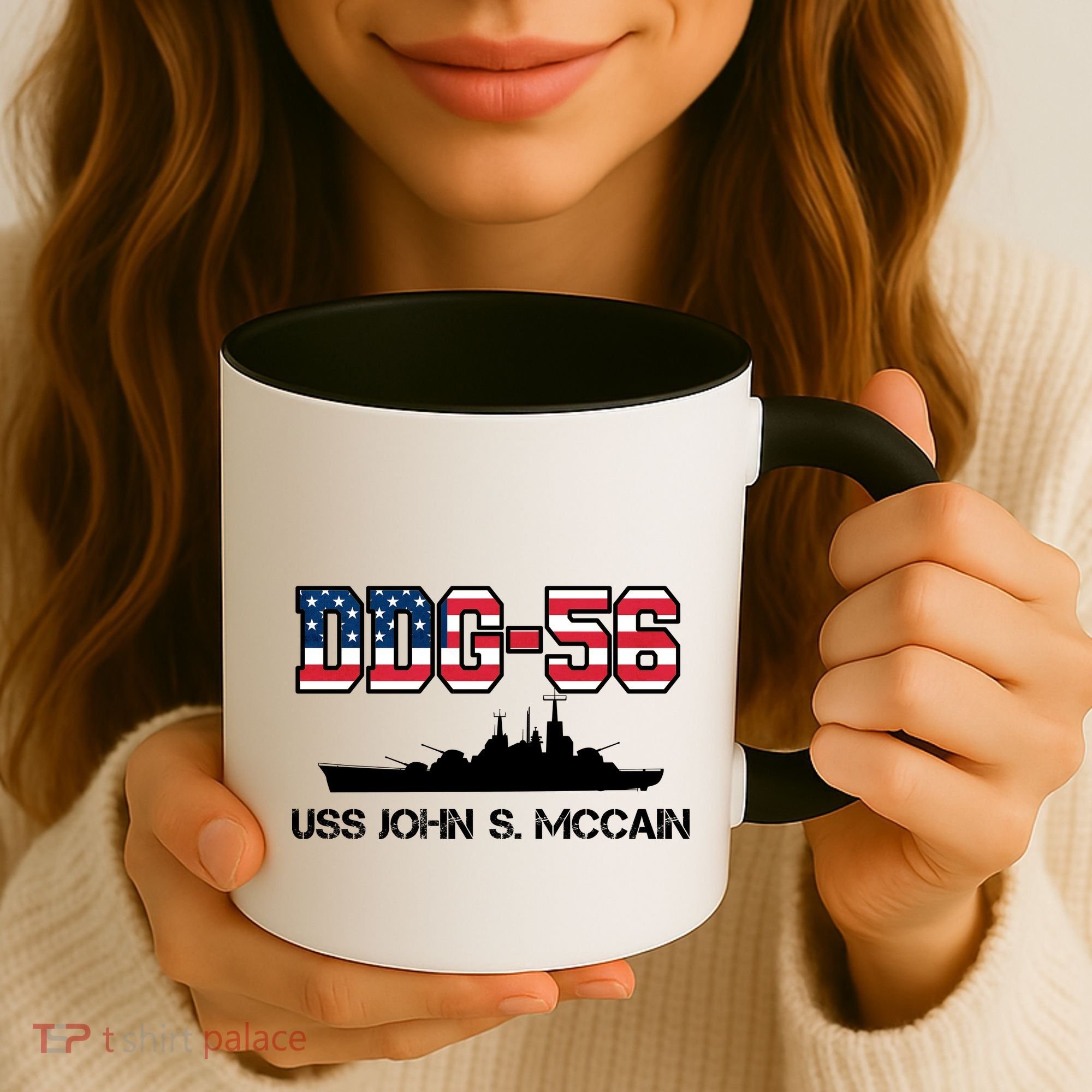 USS John McCain DDG-56 USA Flag Coffee Mug