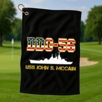 USS John McCain DDG-56 USA Flag Golf Towel thumb 1