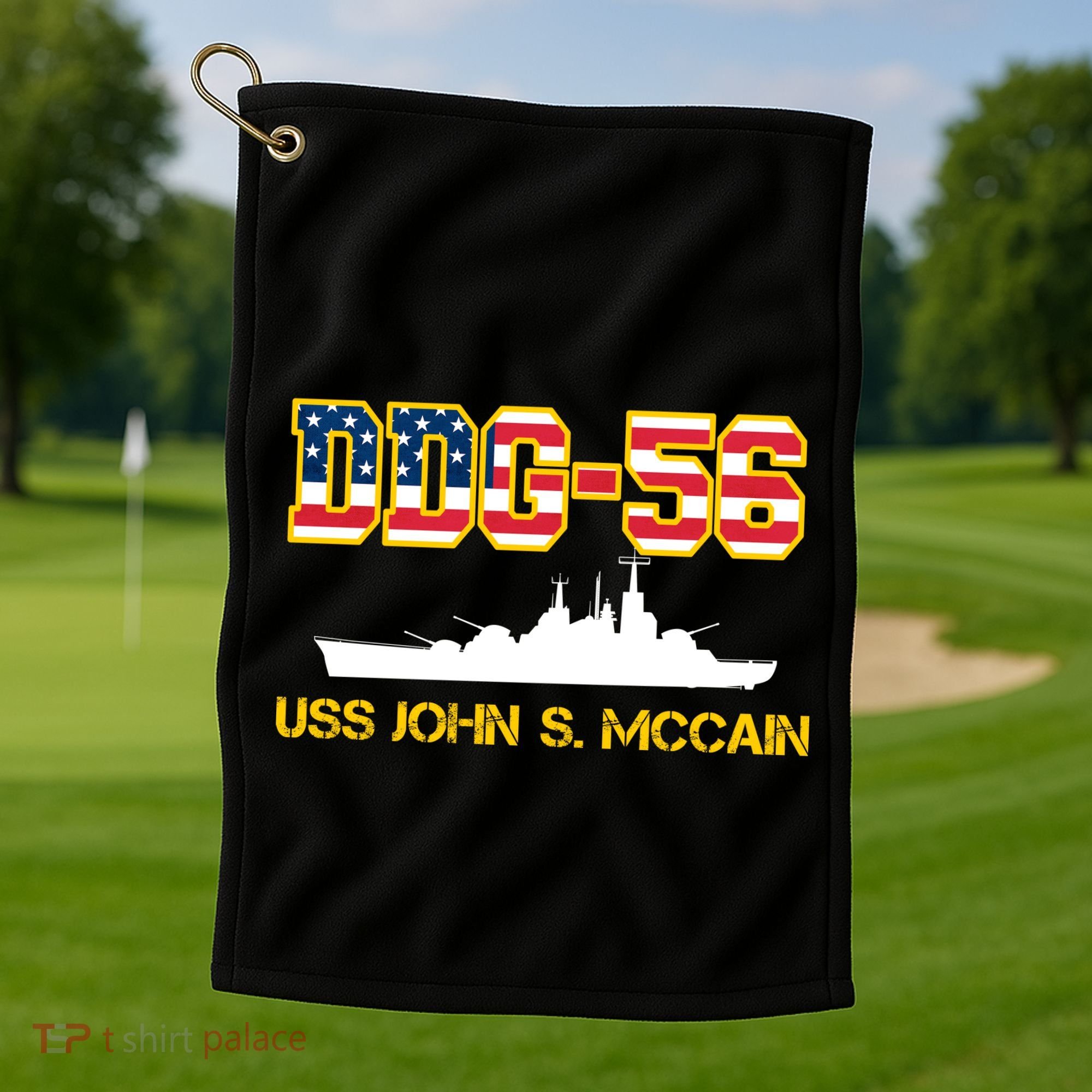 USS John McCain DDG-56 USA Flag Golf Towel
