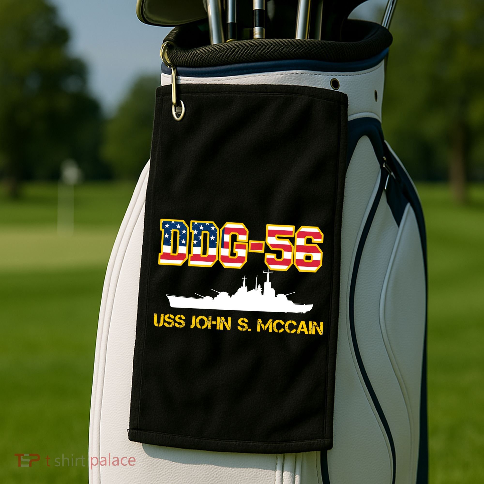 USS John McCain DDG-56 USA Flag Golf Towel