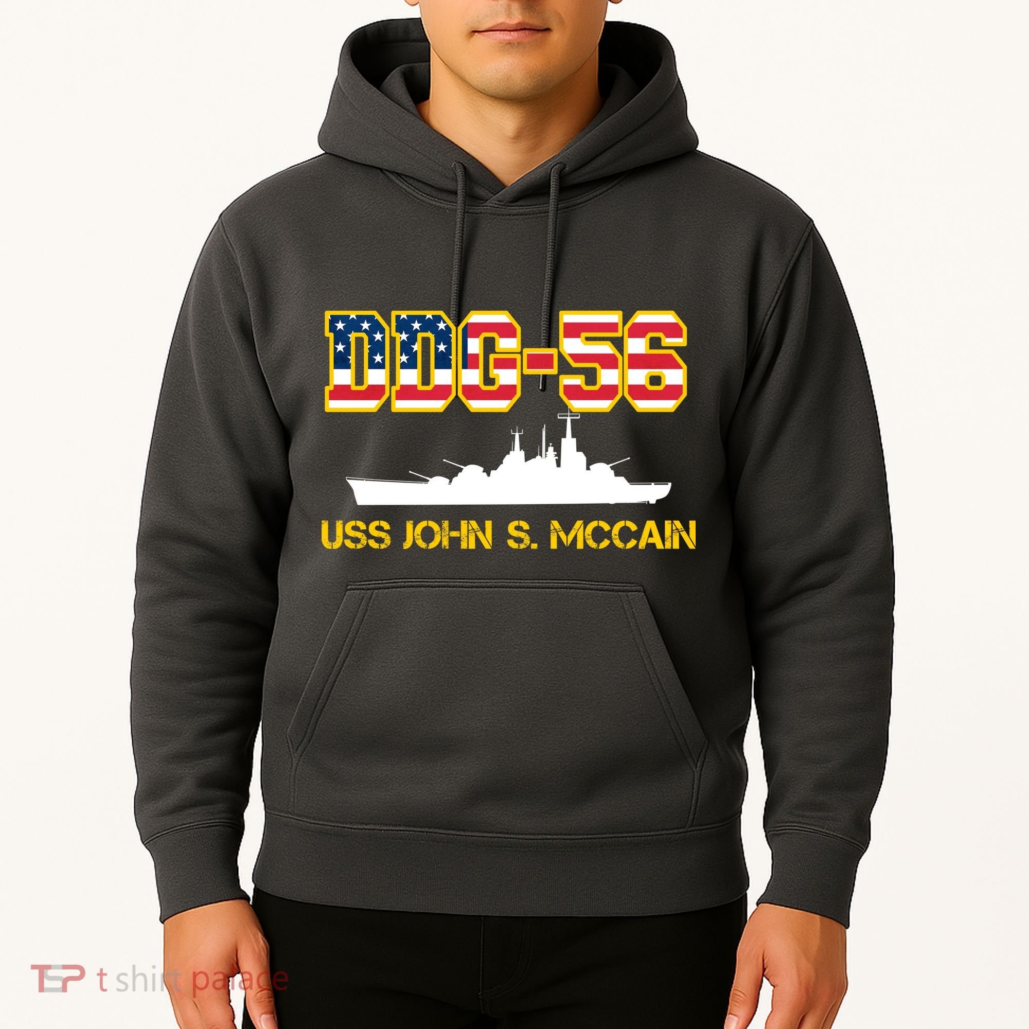 USS John McCain DDG-56 USA Flag Hoodie